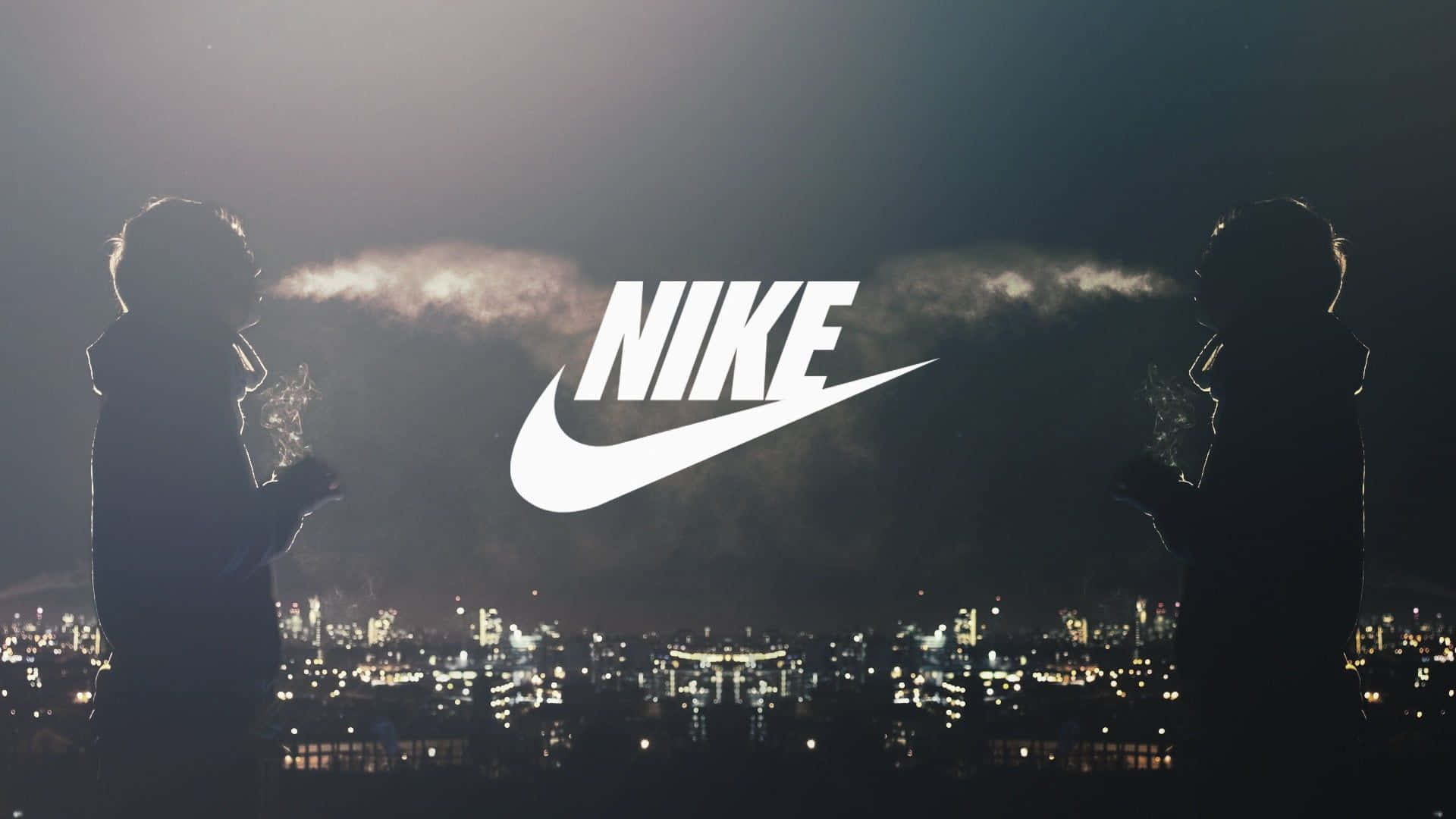 Nike Smoke Logo, cityscape, night, Full HD Desktop Wallpaper