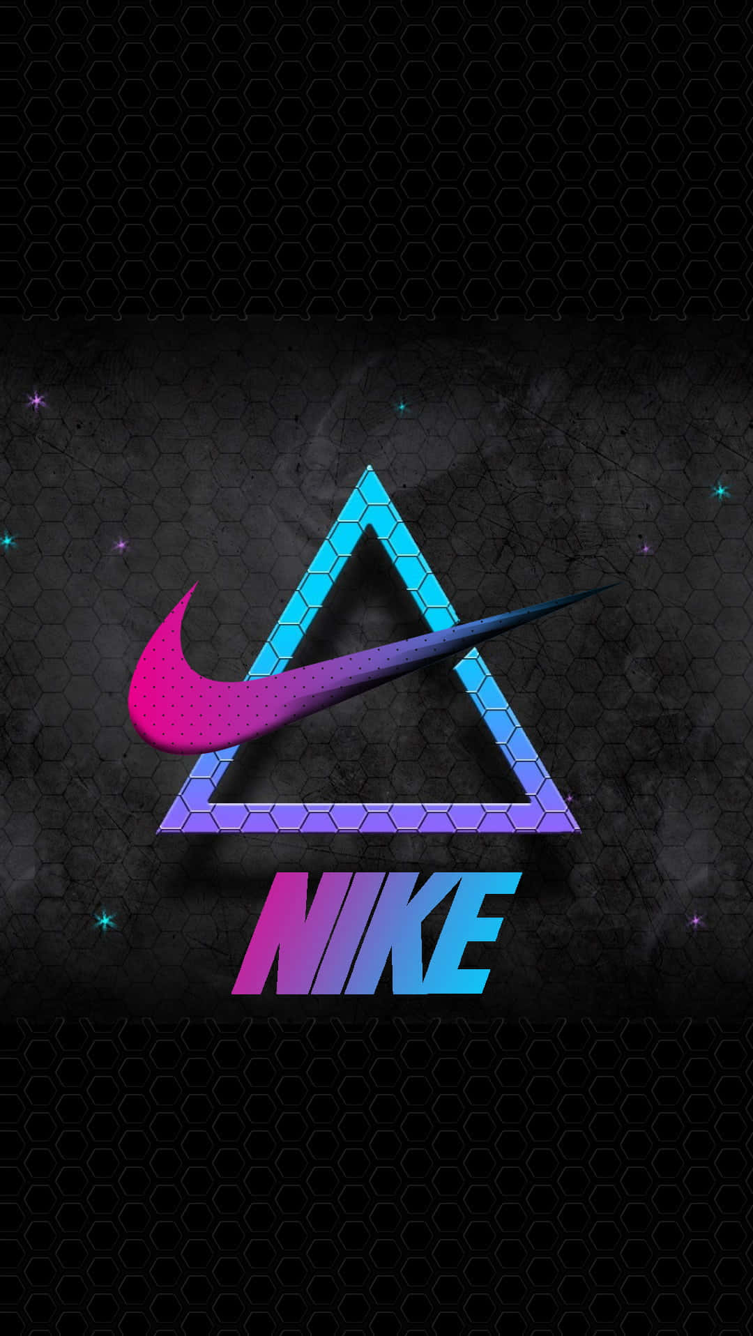 Nike Galaxy, neon gradient, glowing triangle, HD Phone Wallpaper
