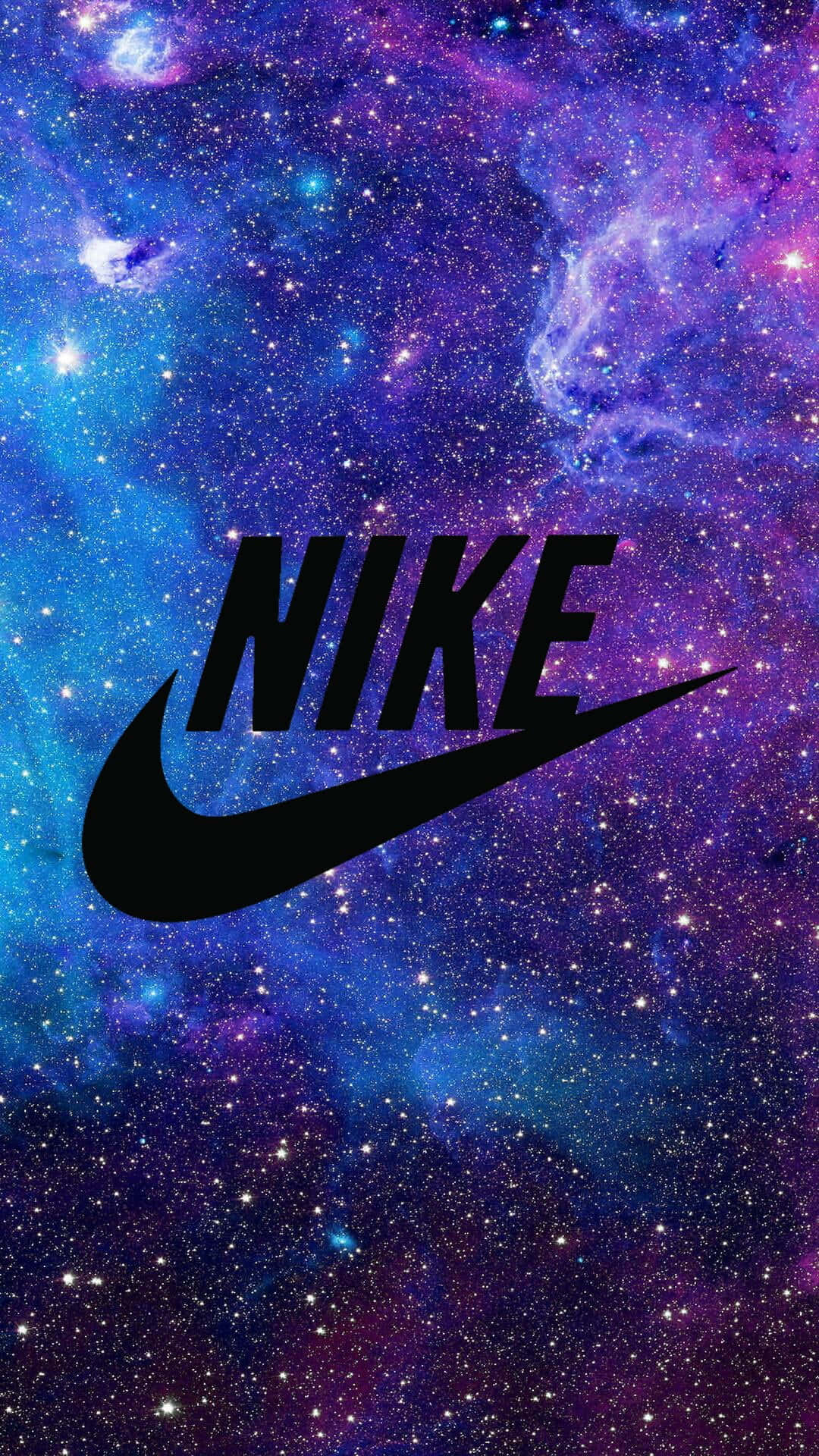 Nike Galaxy, black Nike logo, cosmic nebula, Full HD Phone Wallpaper