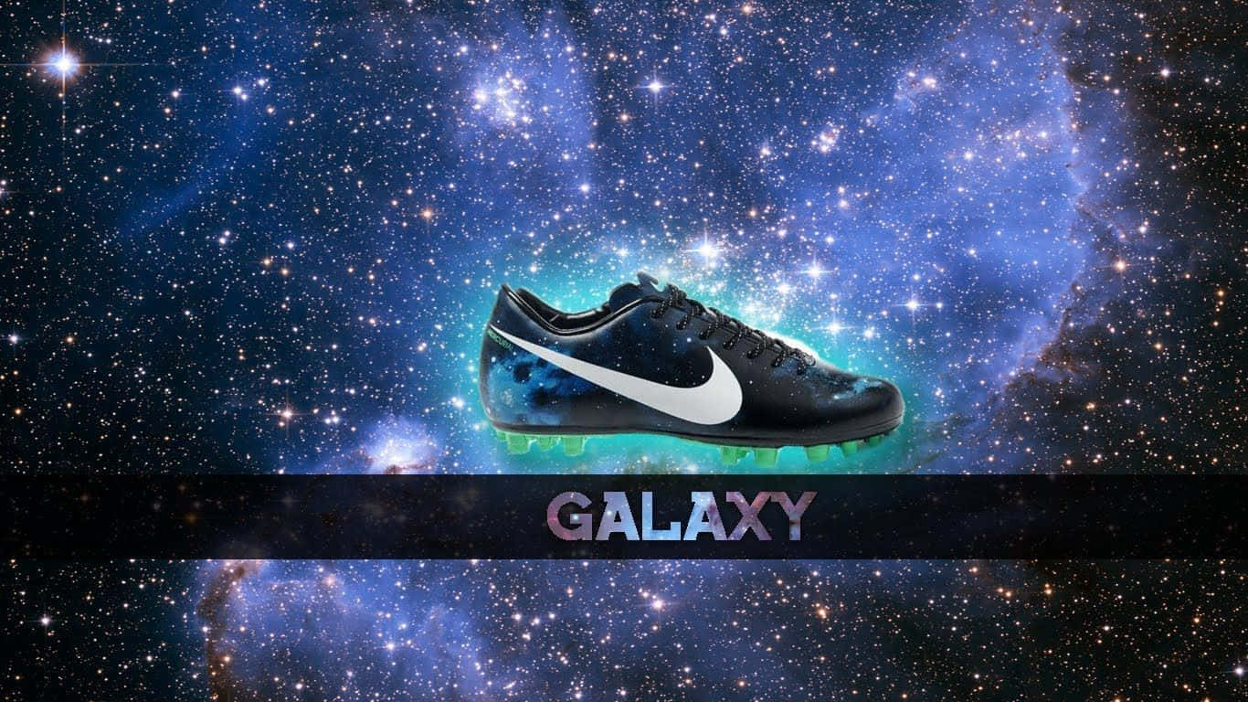 Nike Galaxy, black, glowing green studs, HD Desktop Wallpaper