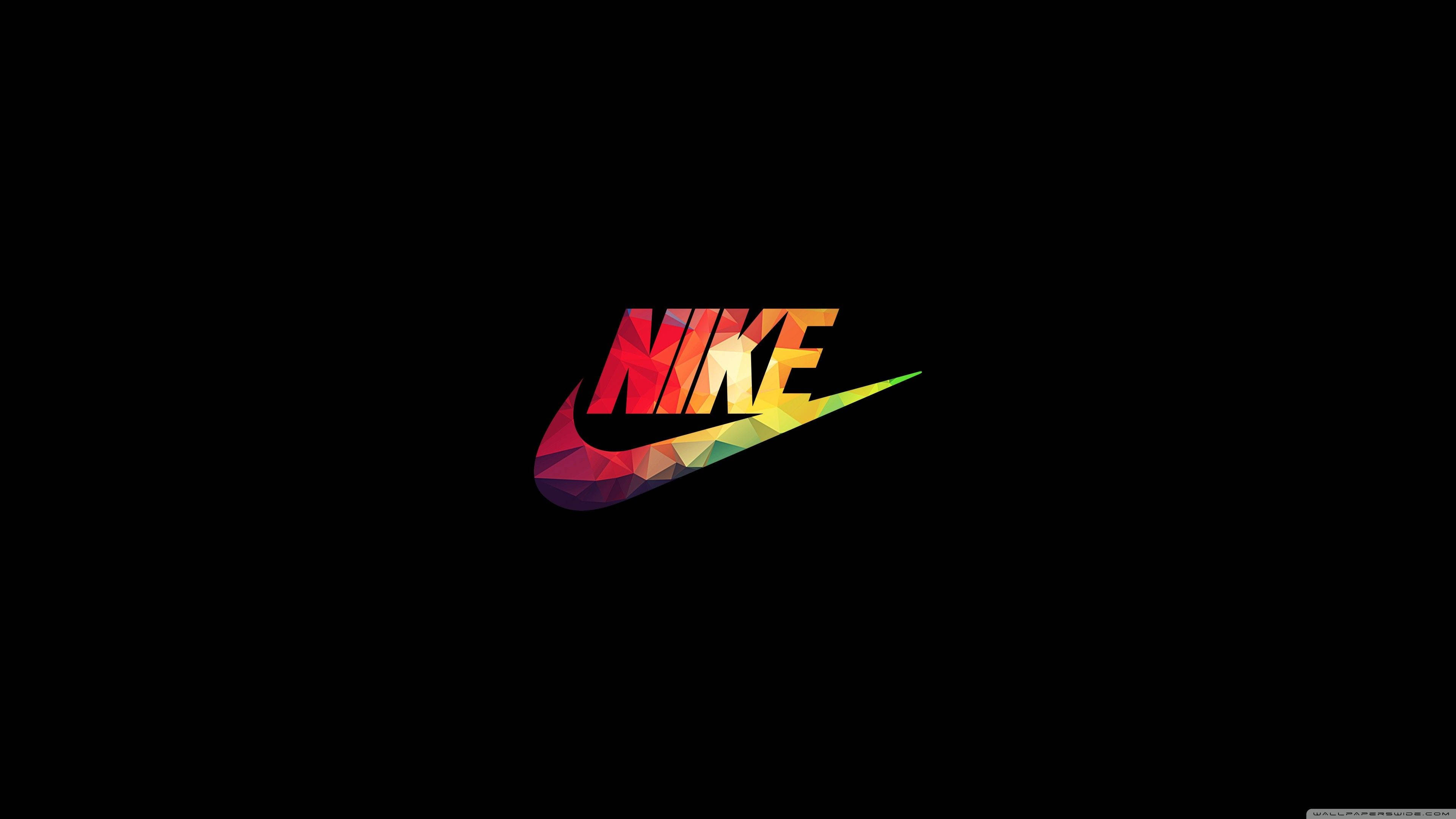 Nike girl, multi colored swoosh logo, rainbow polygonal colors, 4K Desktop Wallpaper
