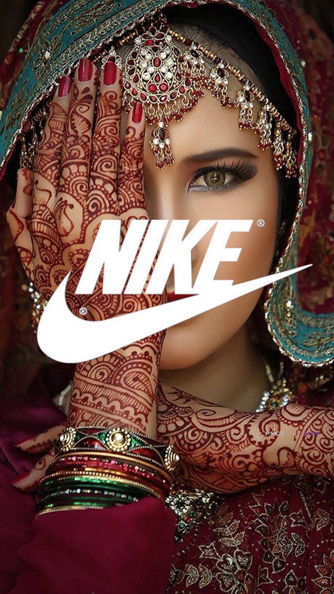 Nike girl, Nike logo, traditional Indian attire, Full HD Phone Wallpaper