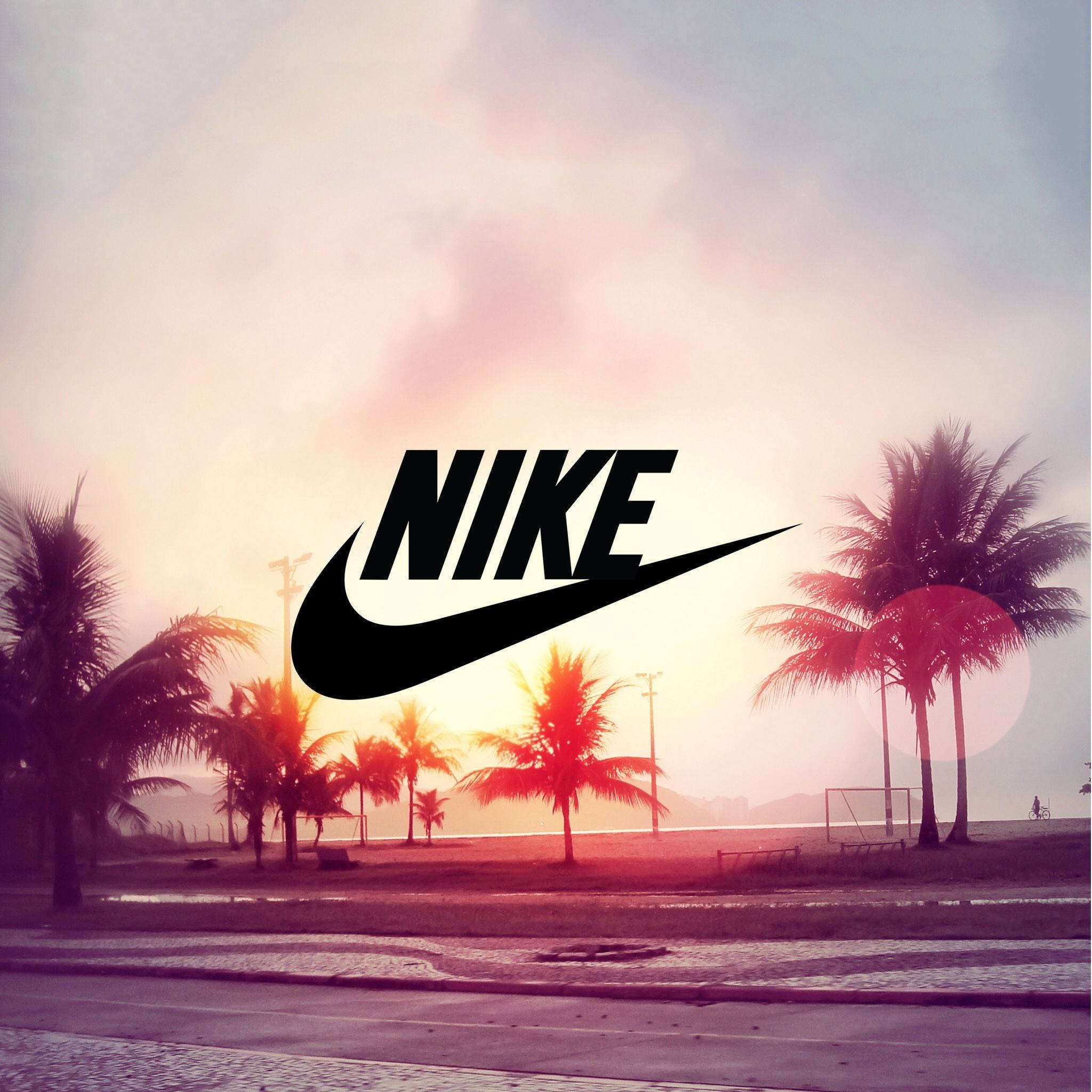 Nike girl, Nike logo, tropical beach scene, Full HD Desktop Wallpaper