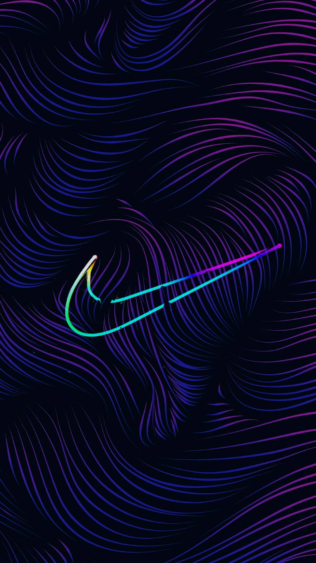Nike, iPhone, purple wave lines, Full HD Phone Wallpaper