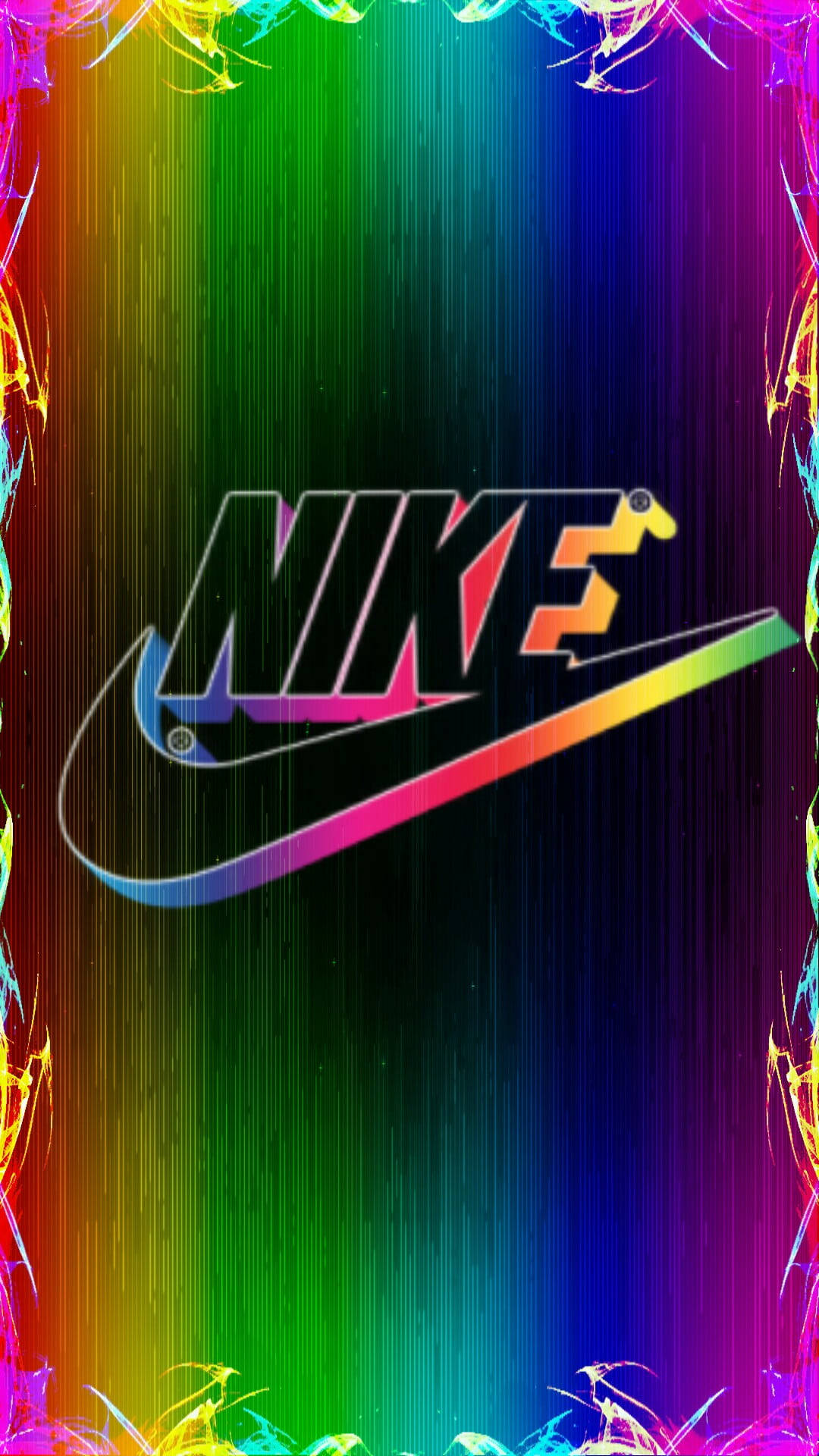 Nike iPhone, rainbow gradient, glitchy Nike logo, Full HD Phone Wallpaper