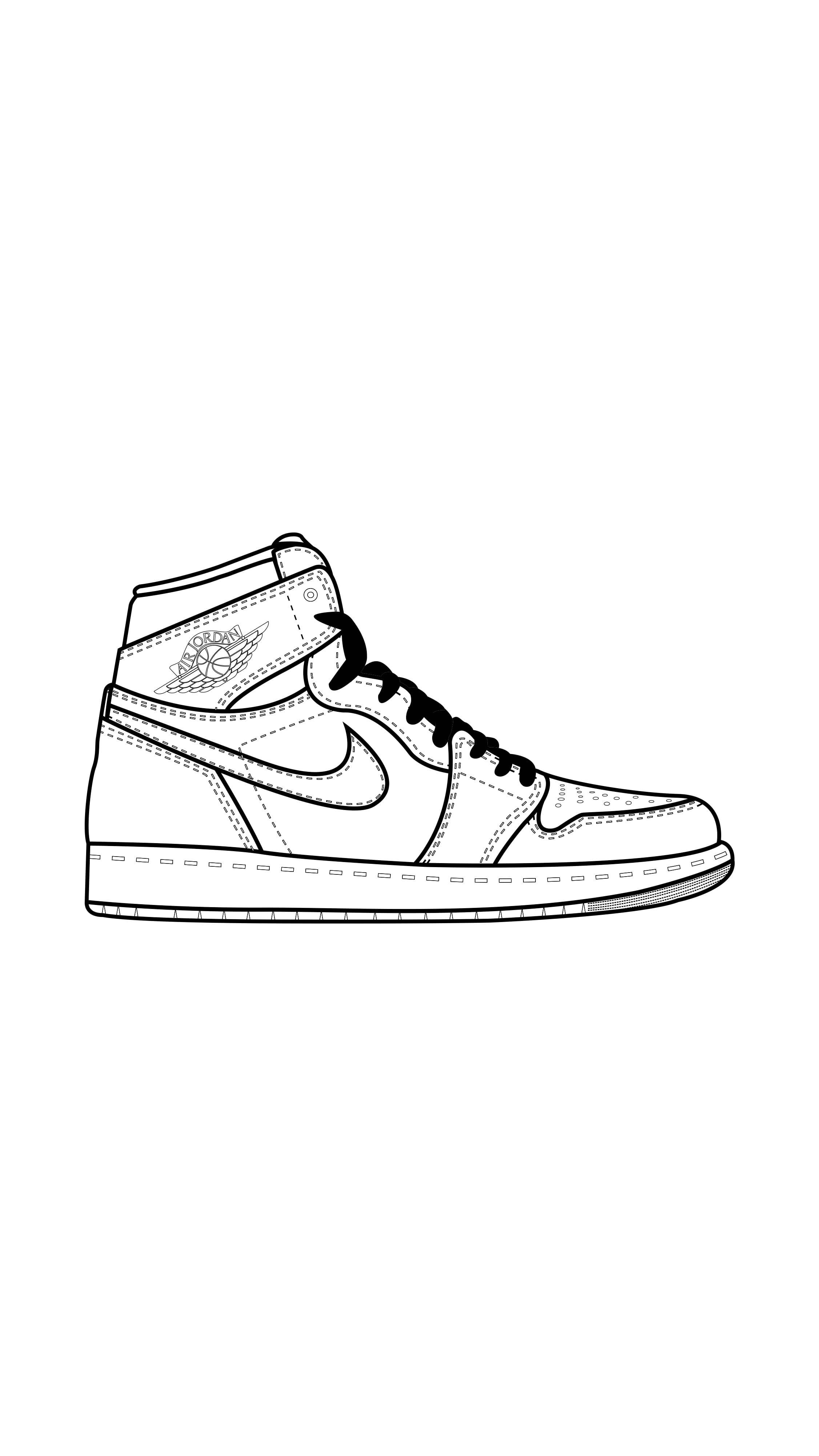 Nike Jordan 1, minimalist black and white line drawing, high-top sneaker, 4K Phone Wallpaper