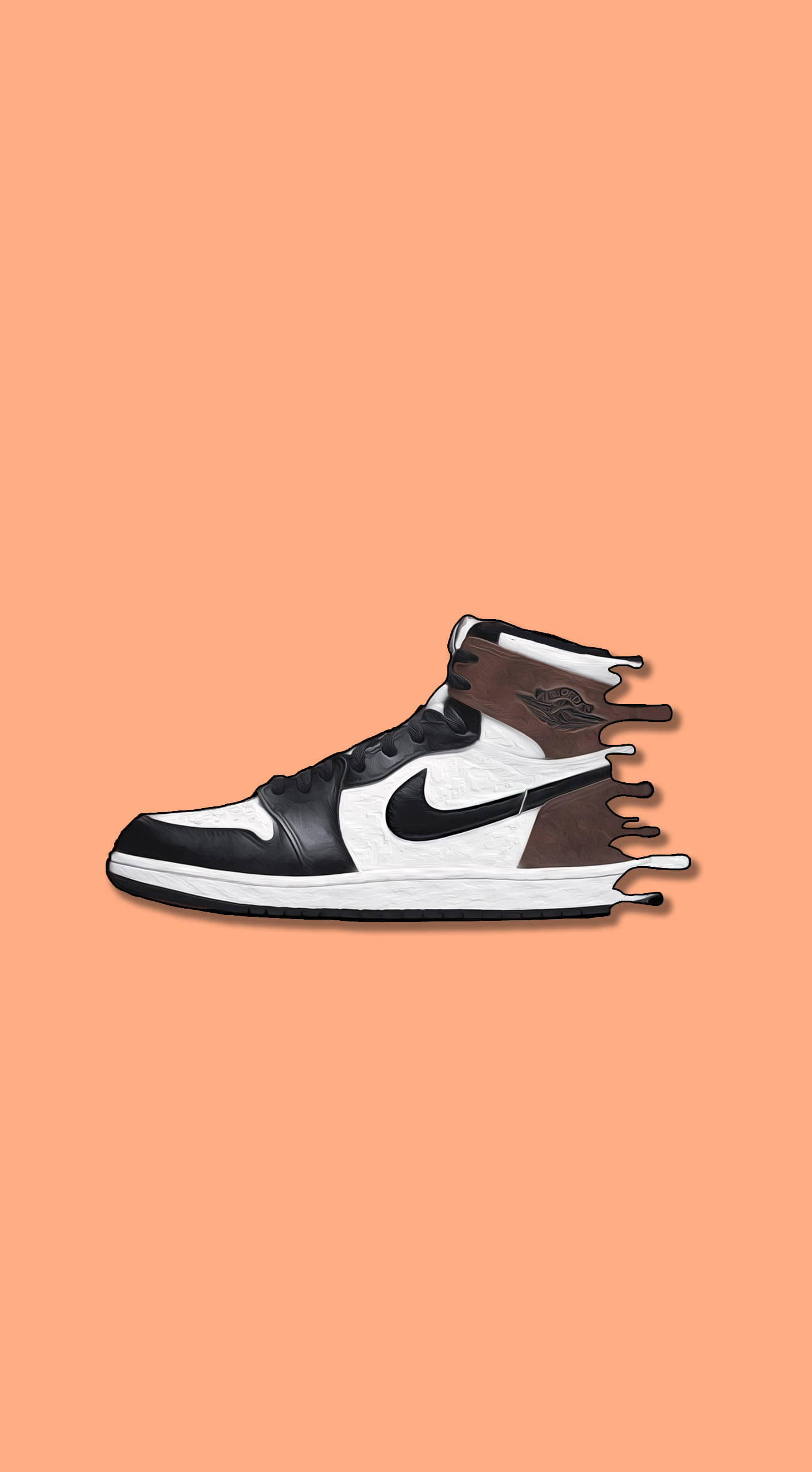Nike Jordan 1, black and white, brown accents, 2K Phone Wallpaper