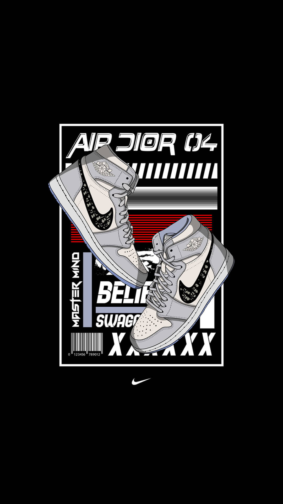 Nike Jordan 1, gray and white sneakers, black accents, Full HD Phone Wallpaper