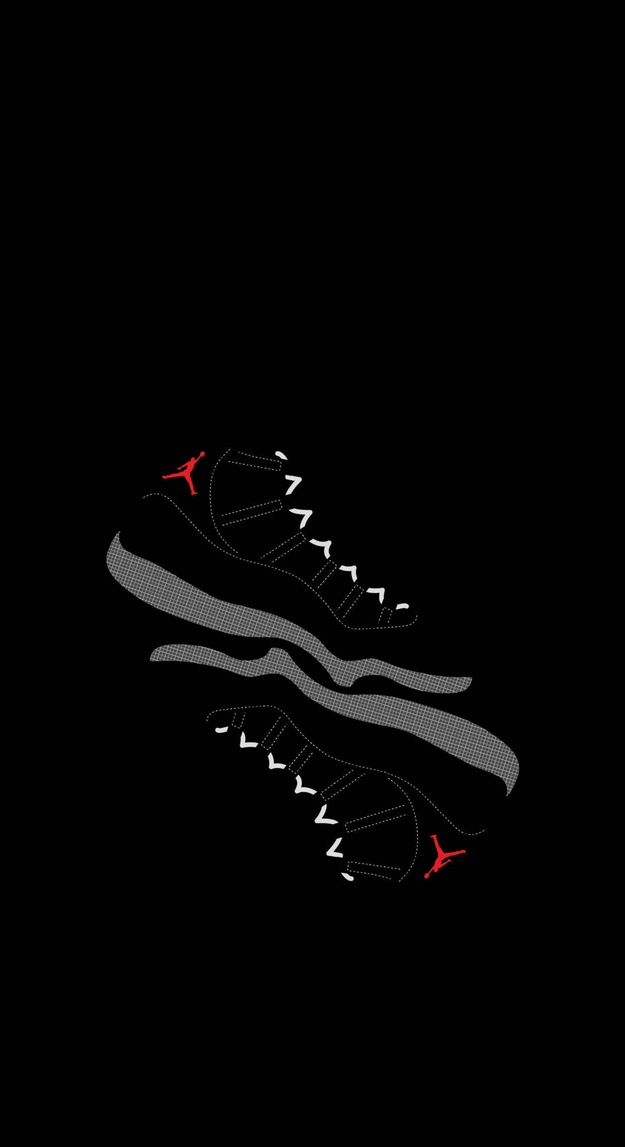 Nike Jordan 1, black background, grayscale, Full HD Phone Wallpaper