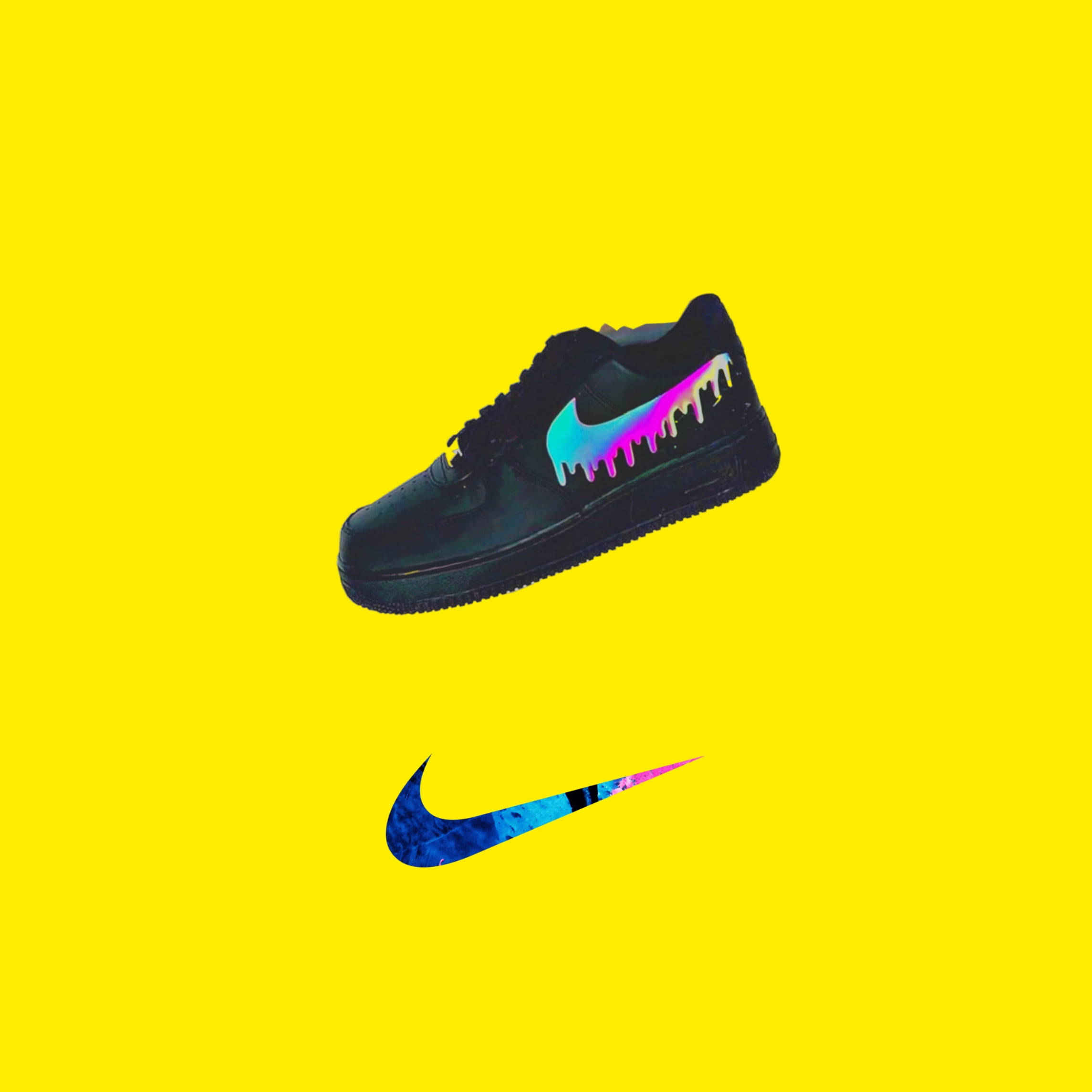 Nike Jordan 1, black, neon logo, Full HD Desktop Wallpaper