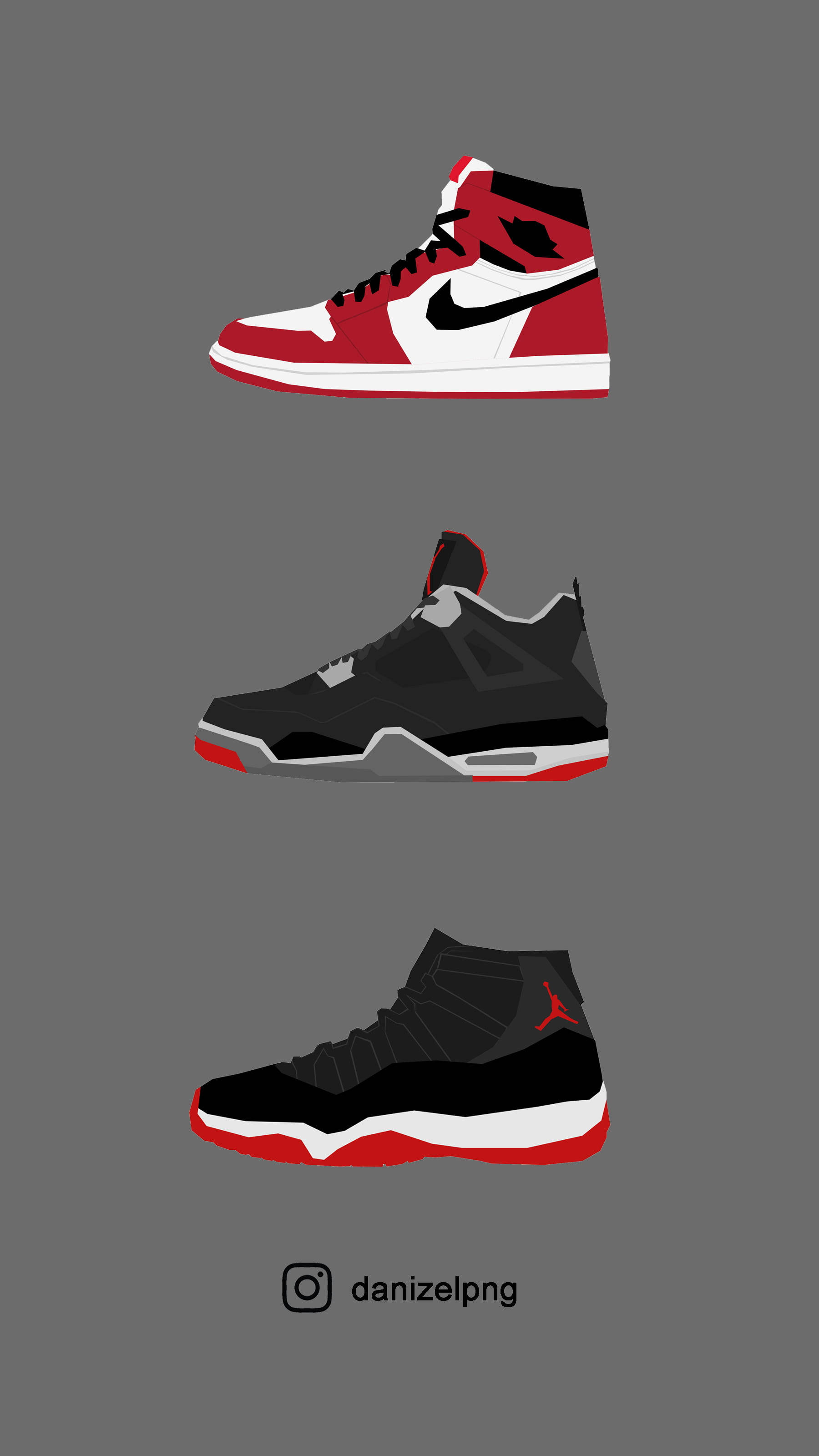 Nike Jordan 1, red, black, 2K Phone Wallpaper