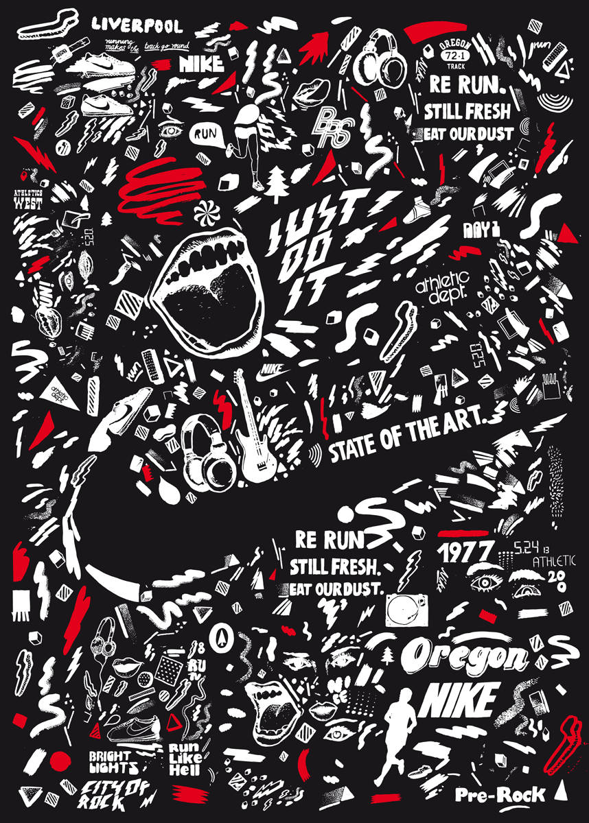 Nike, Graffiti, Red, SD Phone Wallpaper