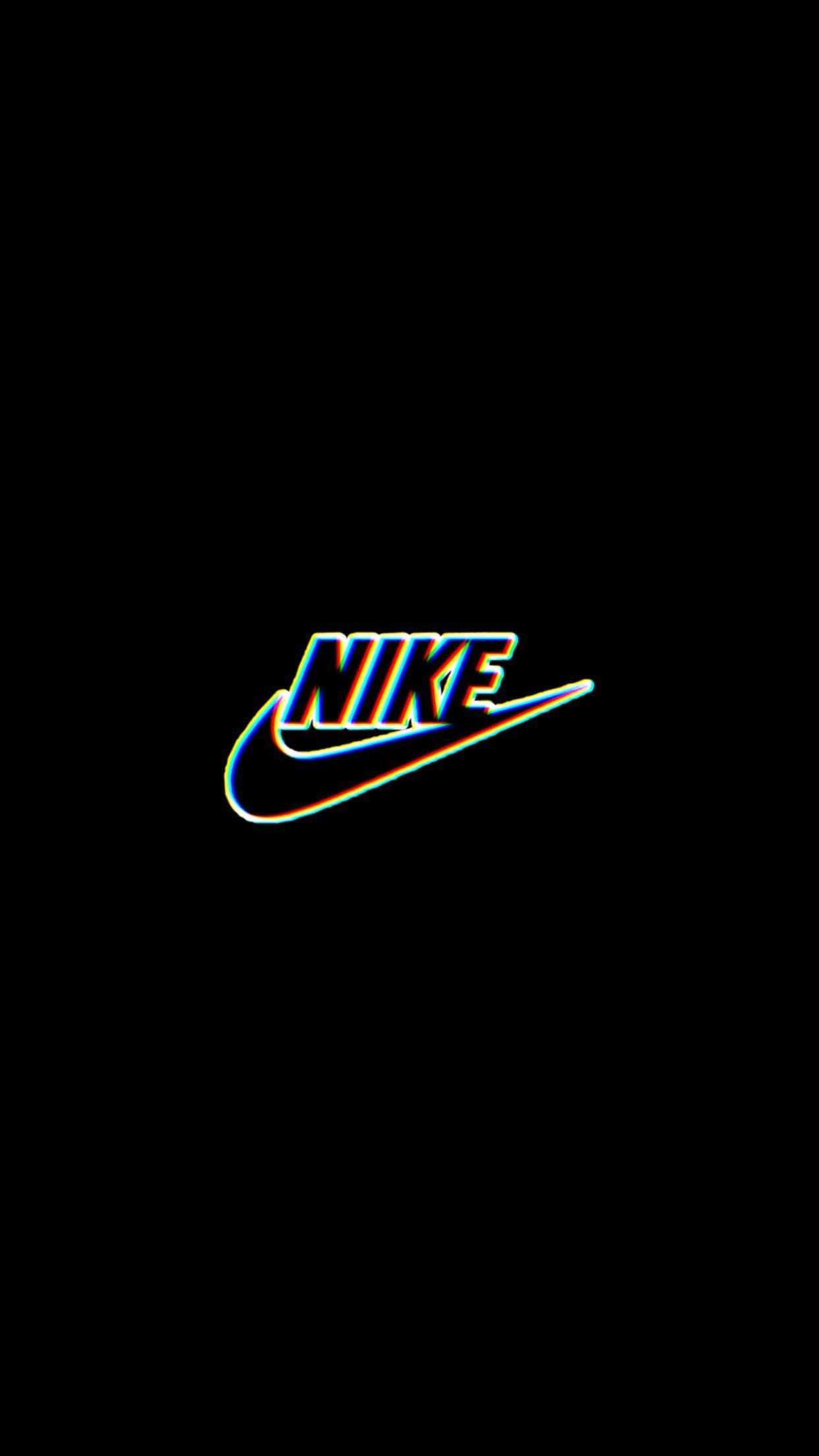 Nike, neon, rainbow chromatic aberration, Full HD Phone Wallpaper