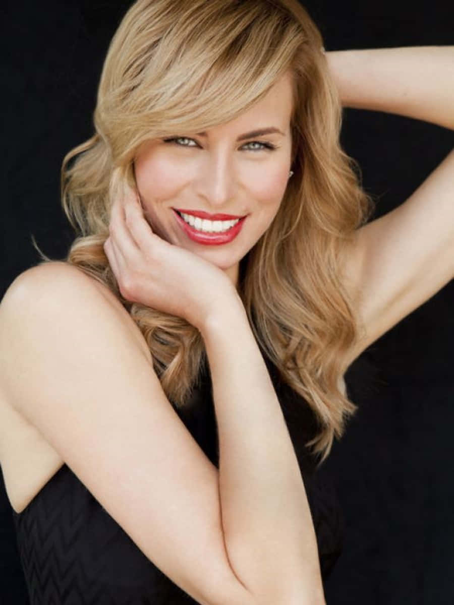 Niki Taylor, blonde woman, red lipstick, SD Phone Wallpaper