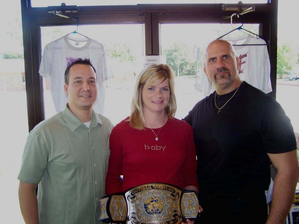 Nikita Koloff, wrestling championship belt, woman in red, SD Desktop Wallpaper