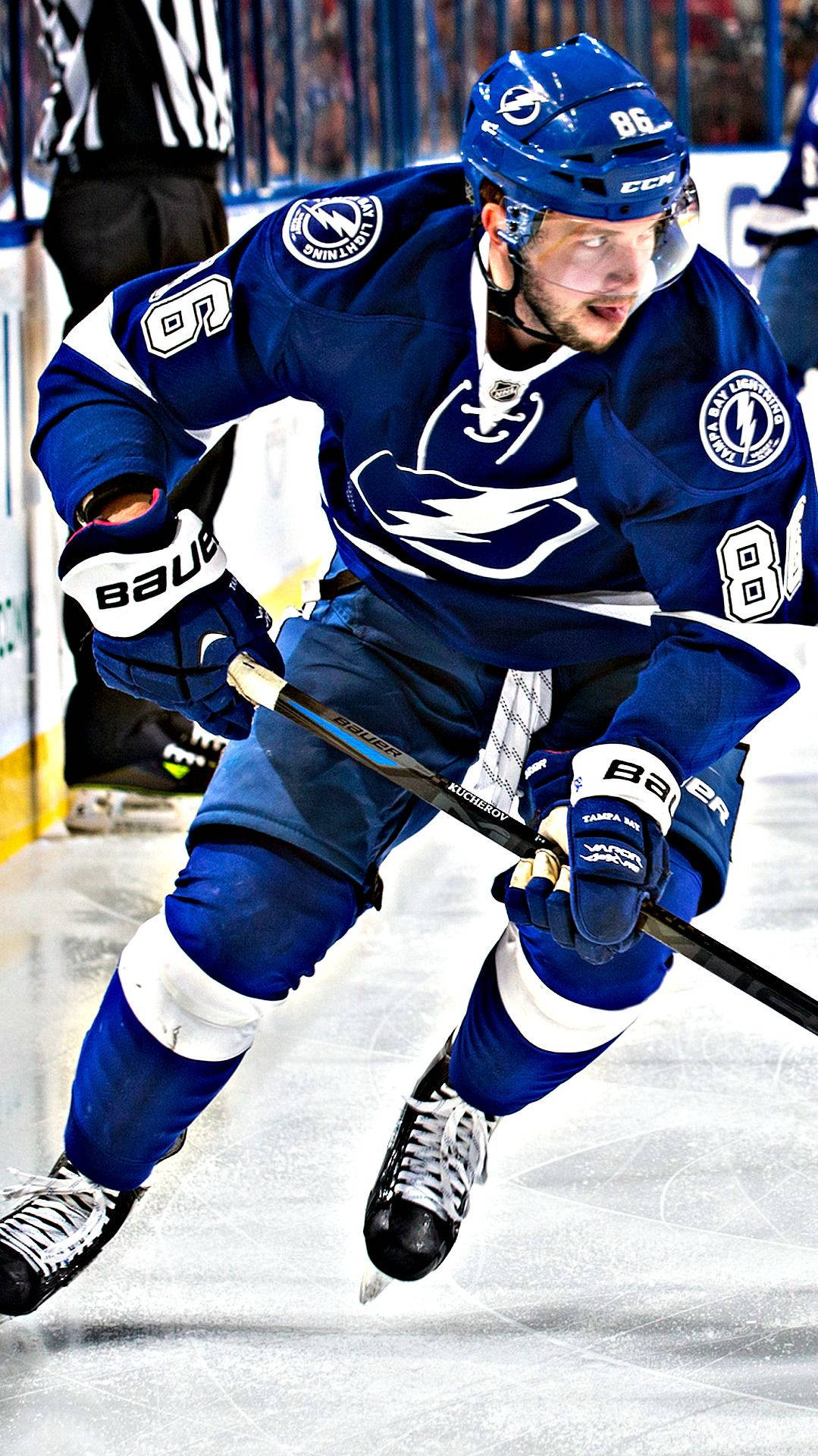 Nikita Kucherov, blue uniform, ice, Full HD Phone Wallpaper