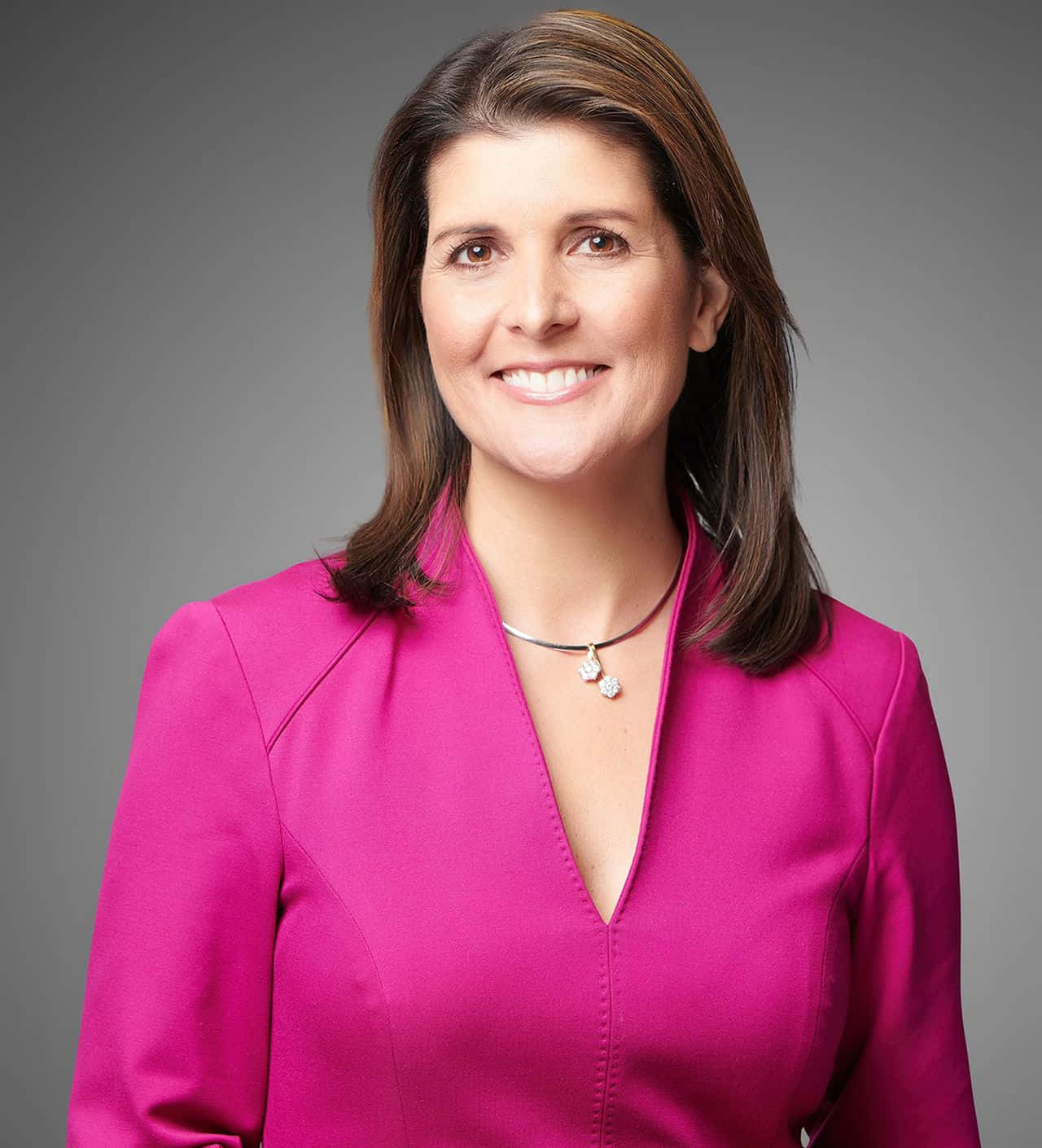 Nikki Haley, vibrant pink blazer, silver necklace, HD Phone Wallpaper