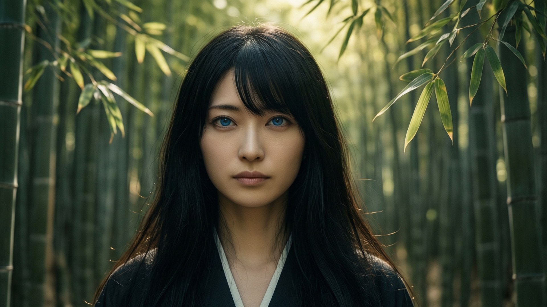 Nikki Hanada, bamboo forest, soft sunlight, Full HD Desktop Wallpaper