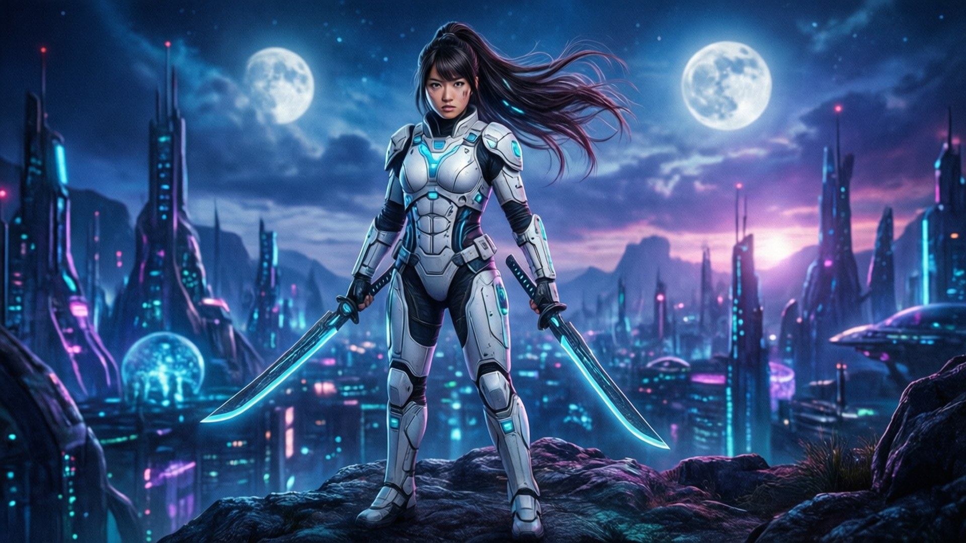 Nikki Hanada, sci-fi warrior, alien world, Full HD Desktop Wallpaper