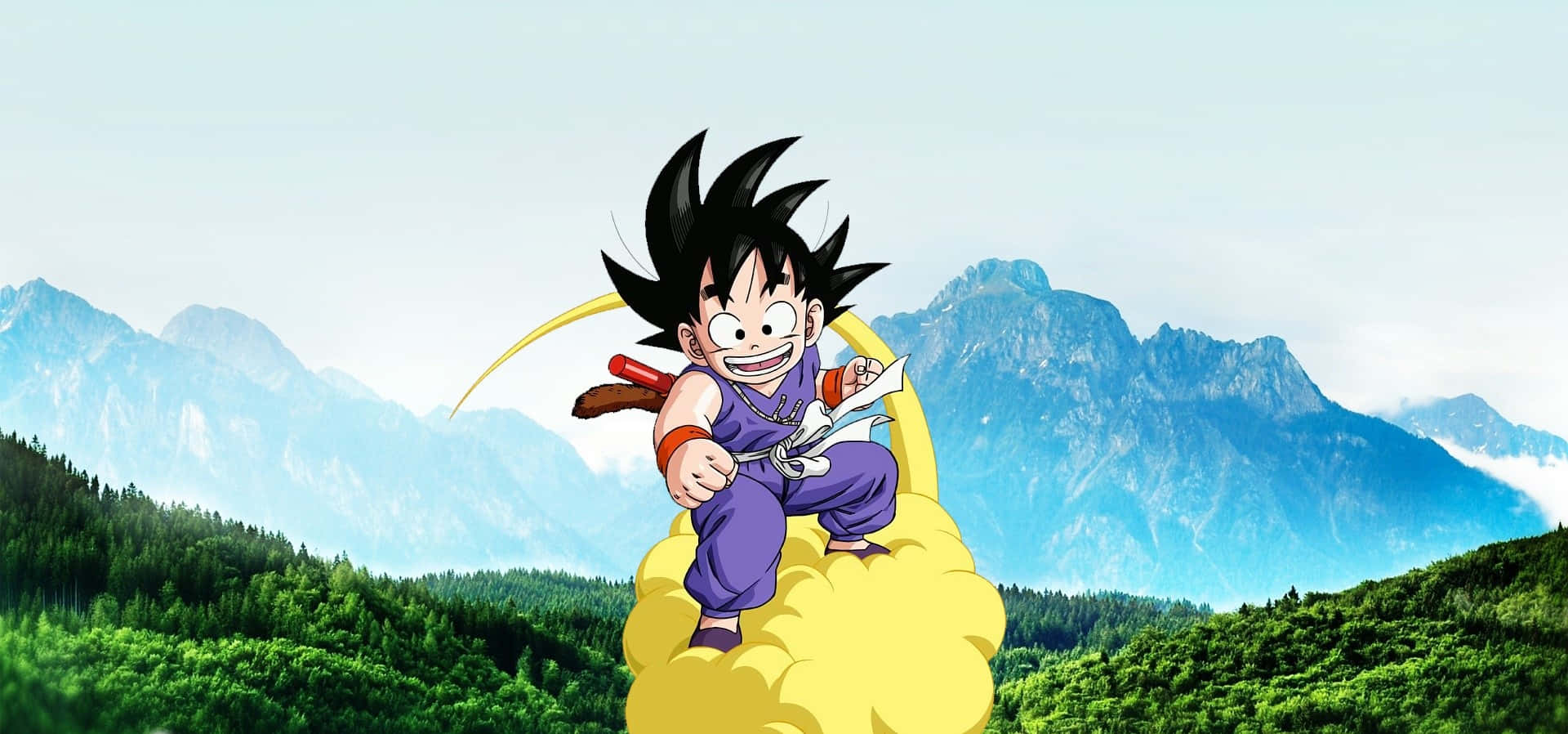Nimbus, spiky black hair, yellow cloud, Full HD Desktop Wallpaper