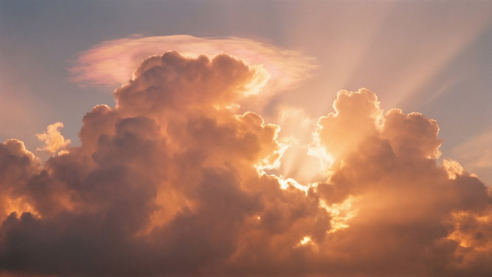 Golden Hour Nimbus, warm nimbus cloud background, golden hour, Full HD Desktop Wallpaper