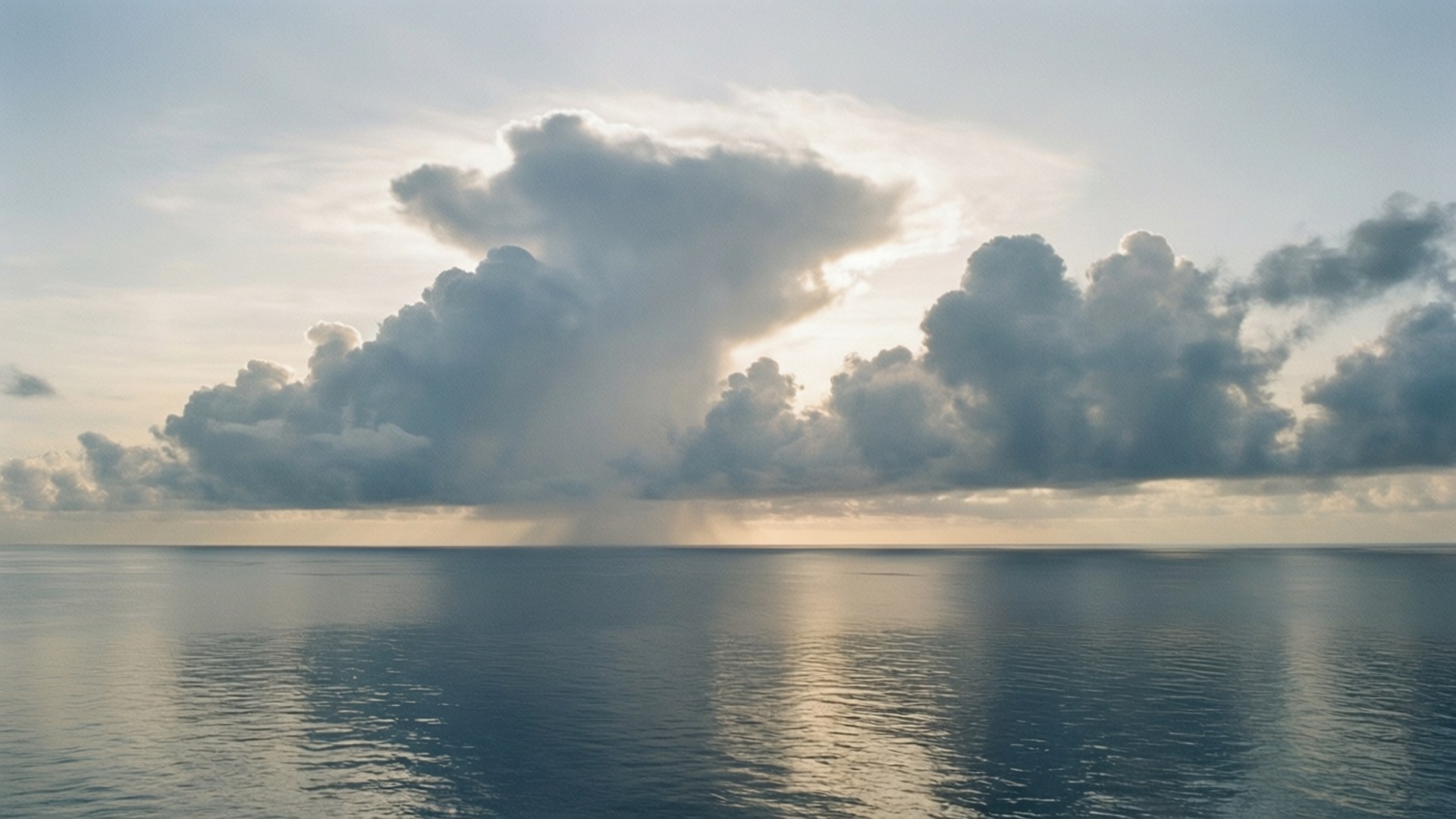 Calm Ocean Nimbus, golden rays, dramatic clouds, Full HD Desktop Wallpaper