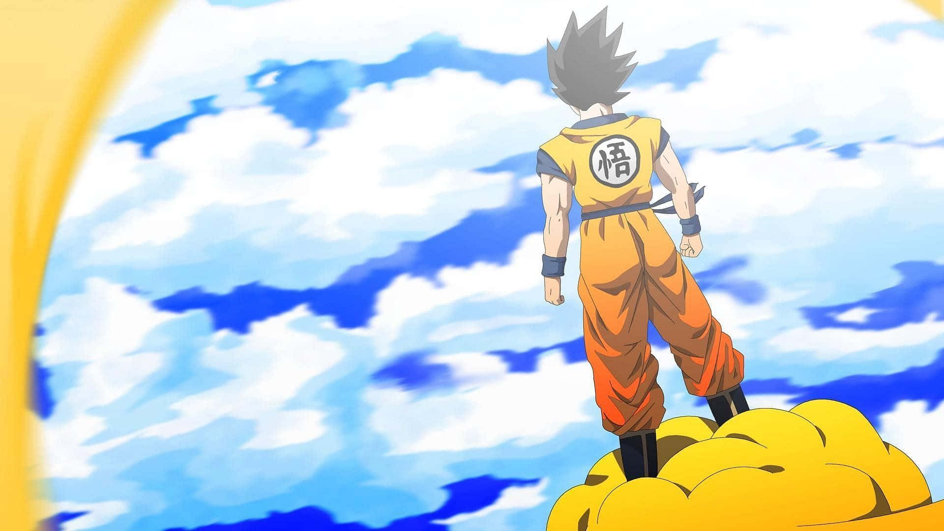 Nimbus, spiky-haired anime warrior, orange gi, Full HD Desktop Wallpaper