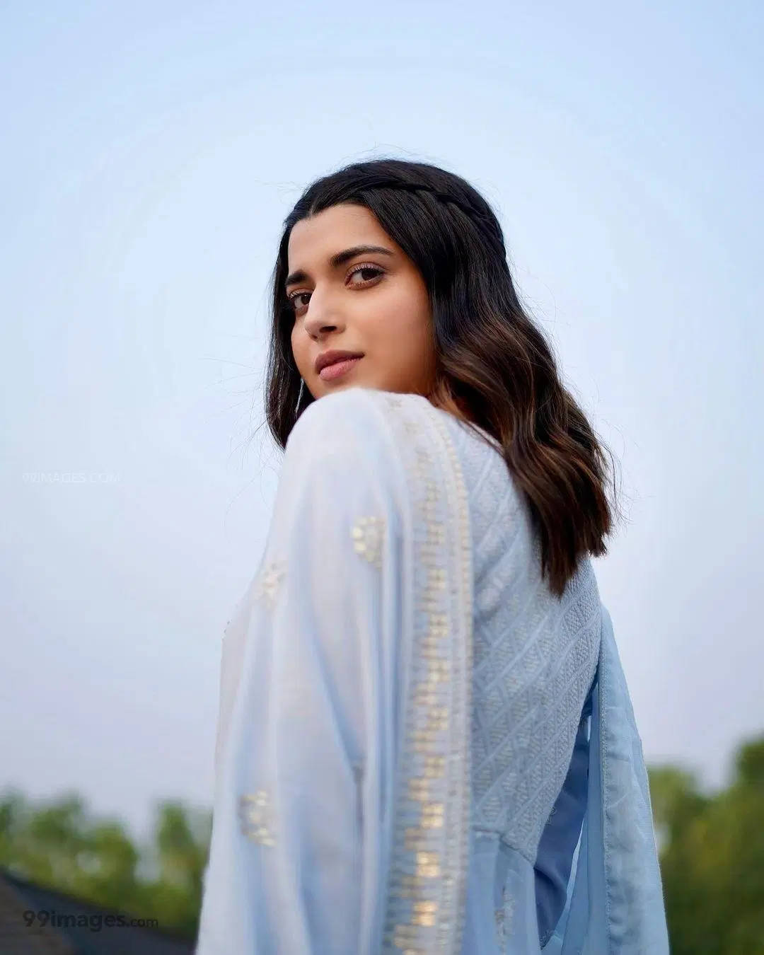 Nimrat Khaira, light blue embroidered outfit, soft sky, HD Phone Wallpaper