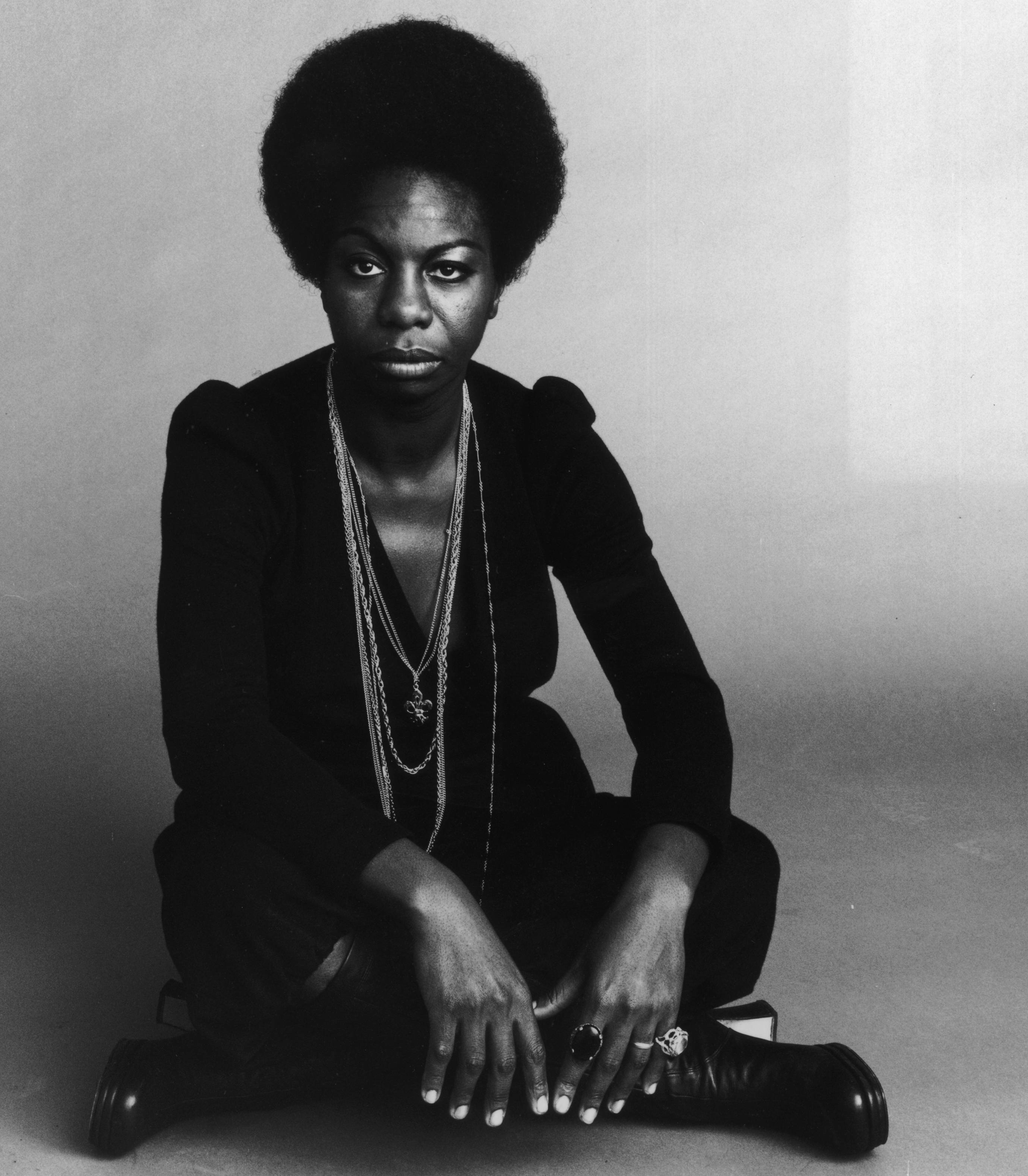 Nina Simone, afro, studio, 2K Phone Wallpaper