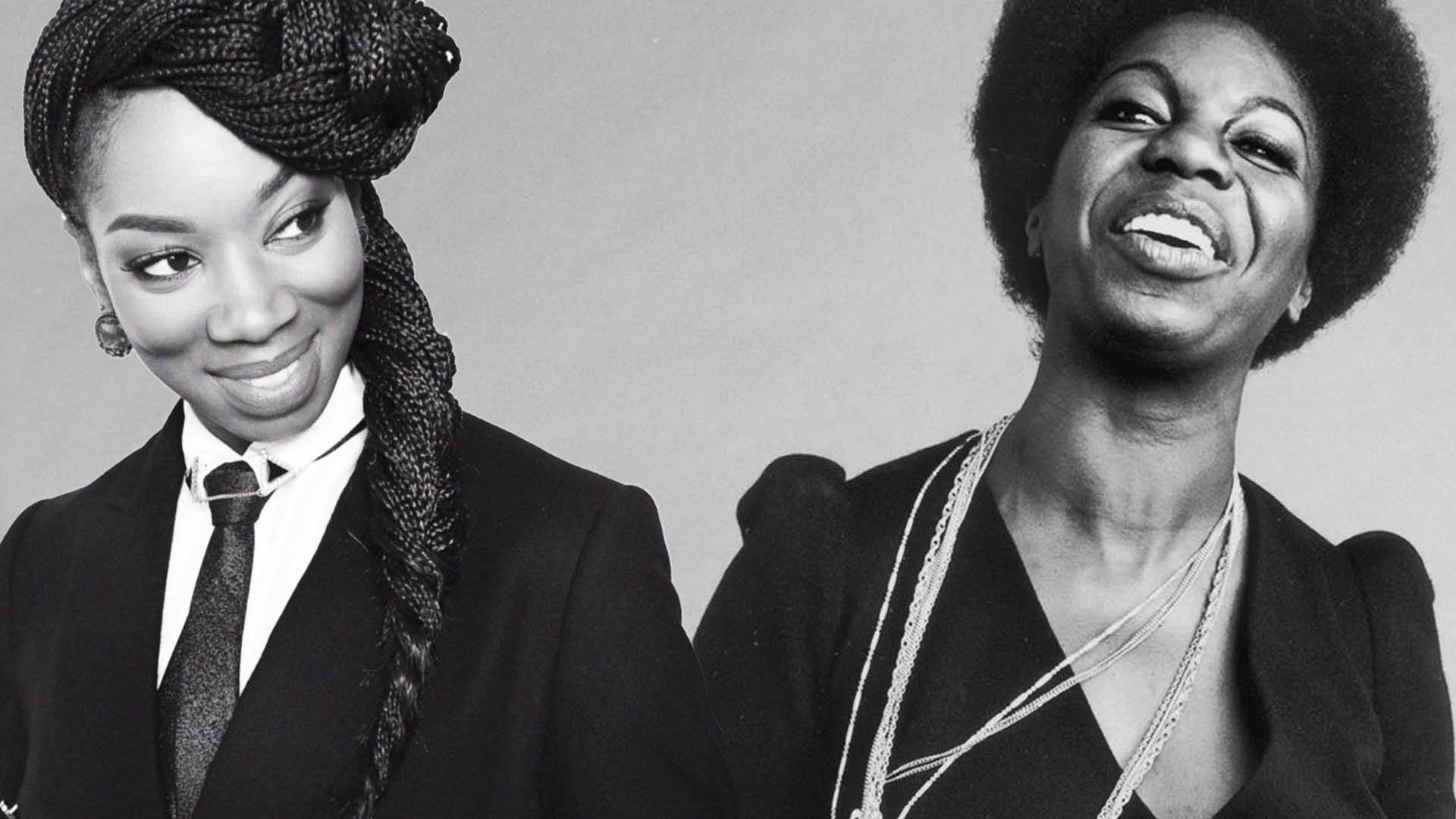 Nina Simone, black and white, suit, Full HD Desktop Wallpaper
