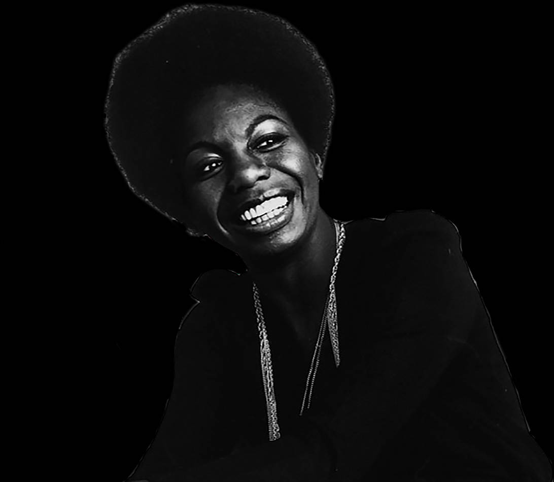 Nina Simone, afro, black background, SD Desktop Wallpaper
