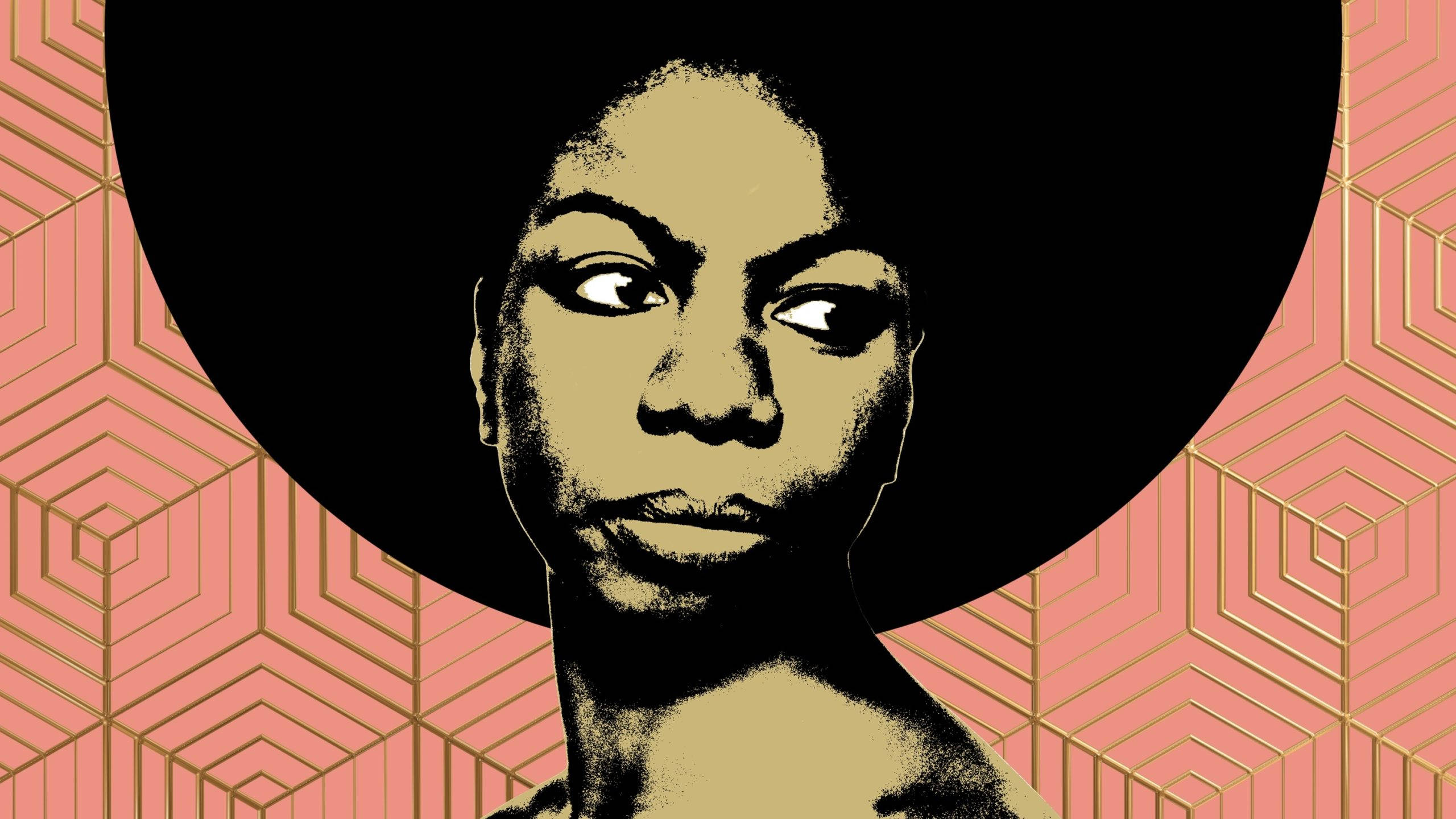 Nina Simone, black woman activist, large afro, 2K Desktop Wallpaper