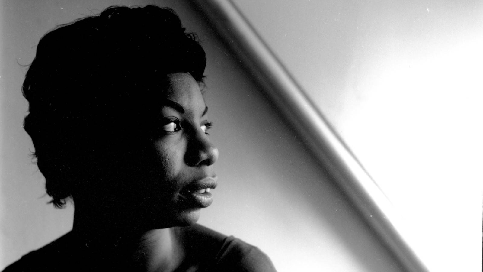 Nina Simone, black and white, side profile, HD Desktop Wallpaper