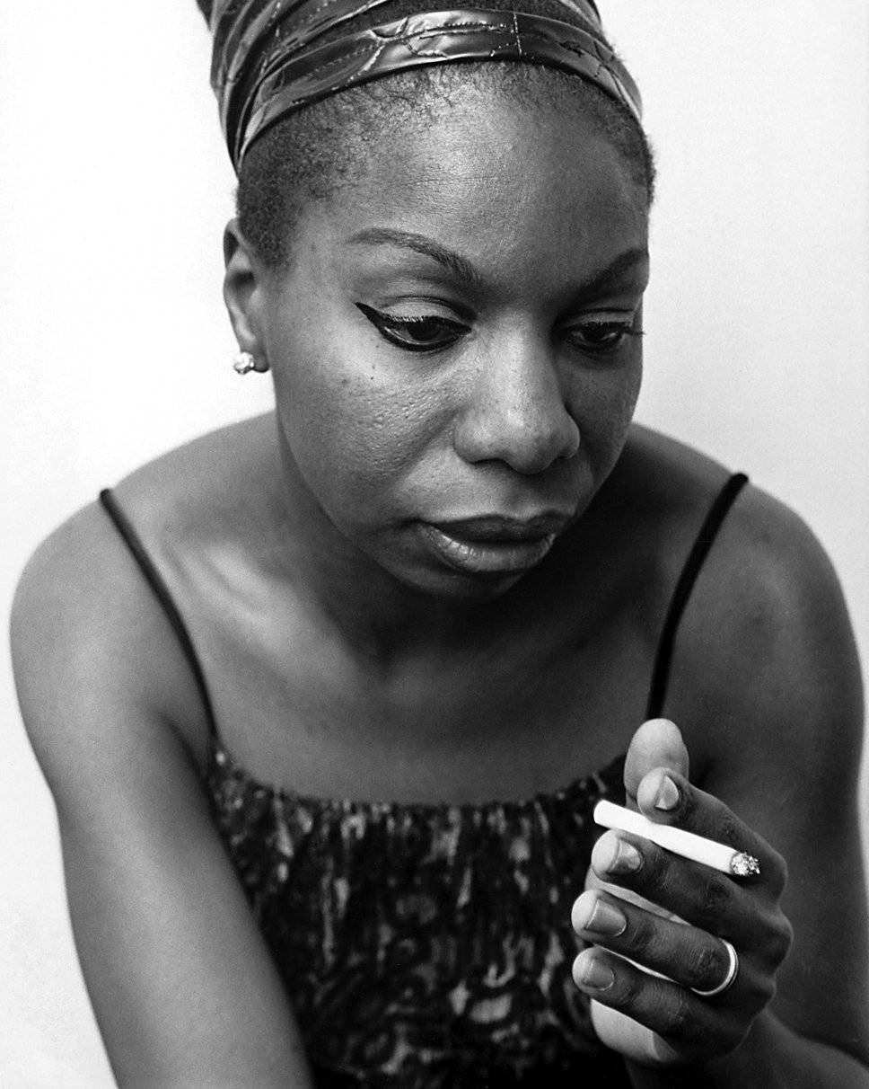 Nina Simone, headwrap, cigarette, SD Phone Wallpaper