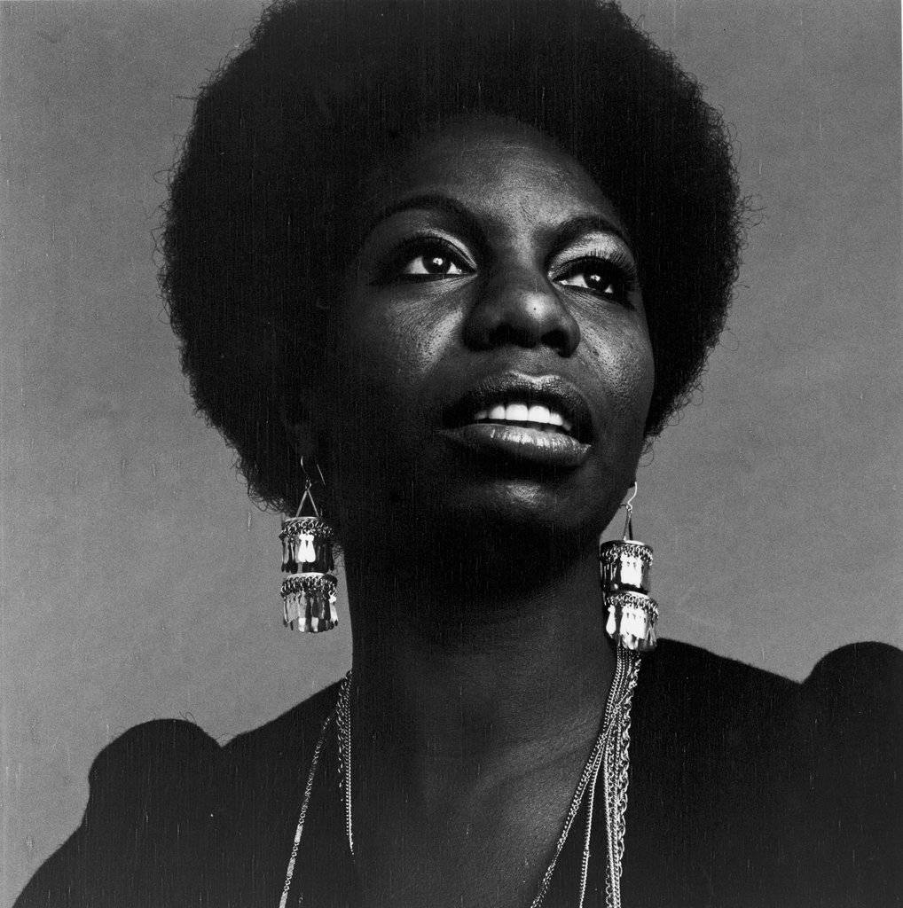 Nina Simone, afro, dangling earrings, SD Phone Wallpaper