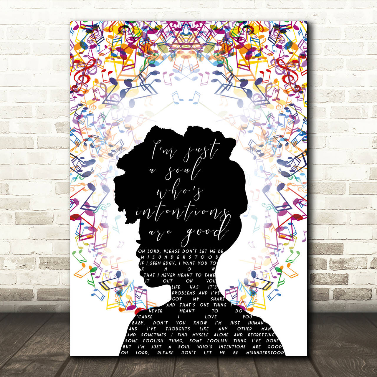 Nina Simone, black silhouette, colorful musical notes, HD Desktop Wallpaper