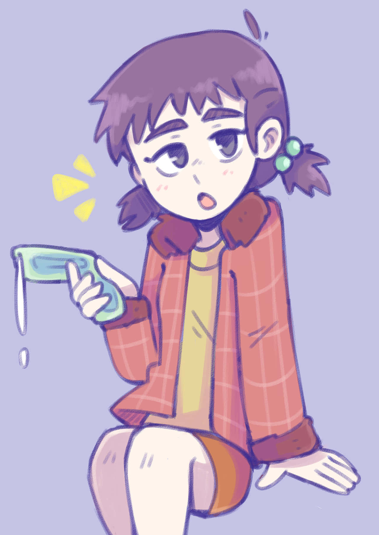 Ninamori Eri, purple hair, plaid jacket, HD Phone Wallpaper