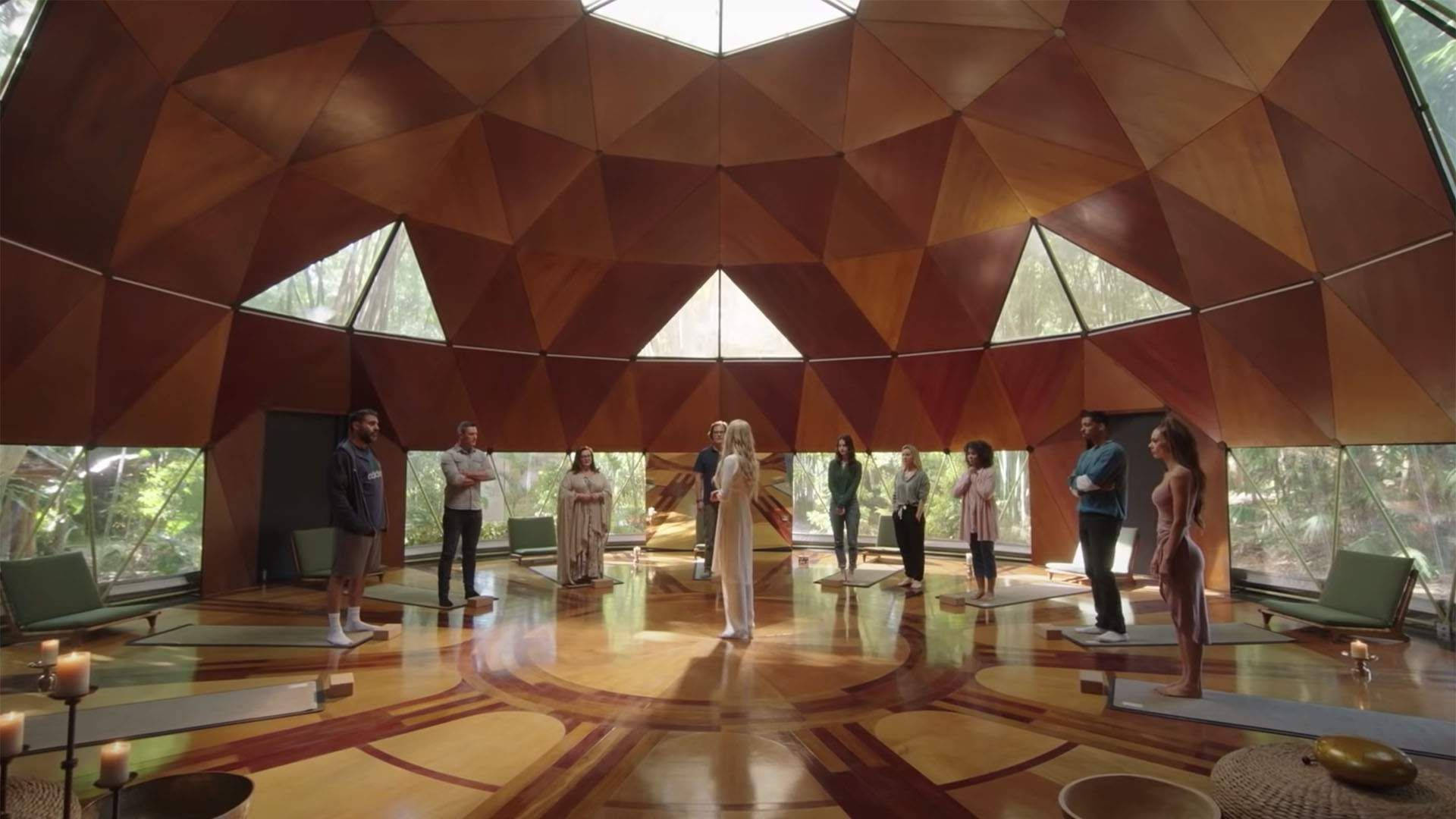 Nine Perfect Strangers, geodesic dome, wooden panels, Full HD Desktop Wallpaper