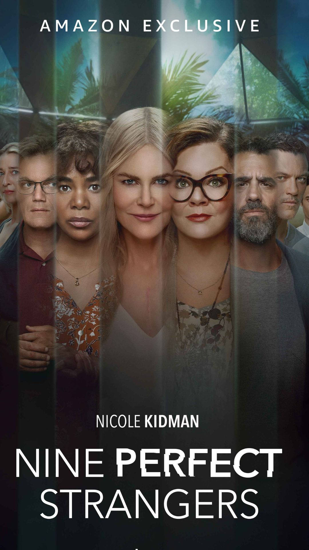 Nine Perfect Strangers, vertical glass panels, modern spa setting, Full HD Phone Wallpaper