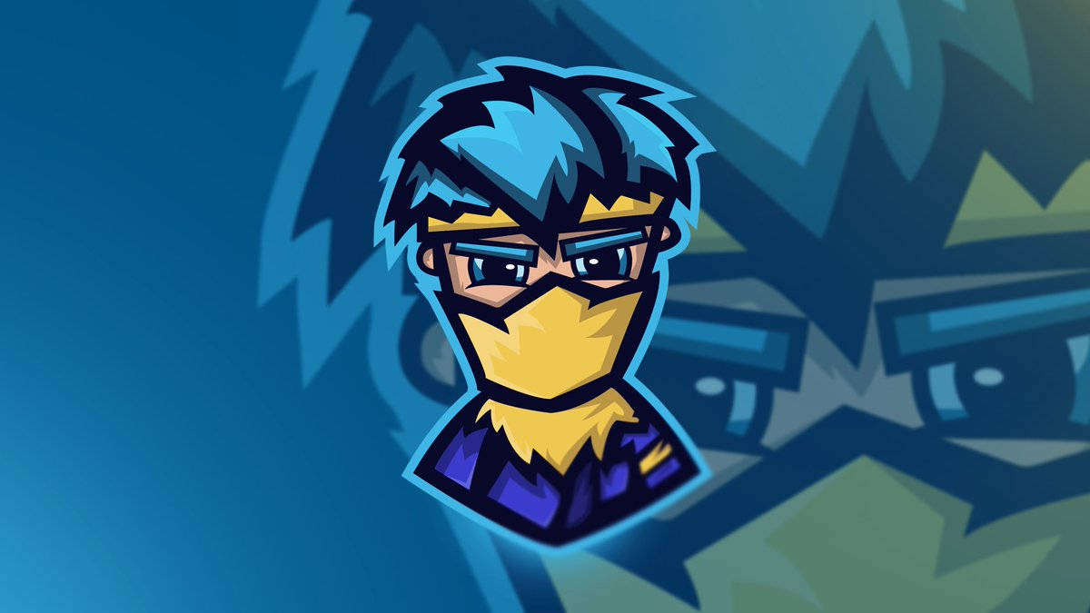 Ninja Fortnite, blue hair, yellow mask, SD Desktop Wallpaper