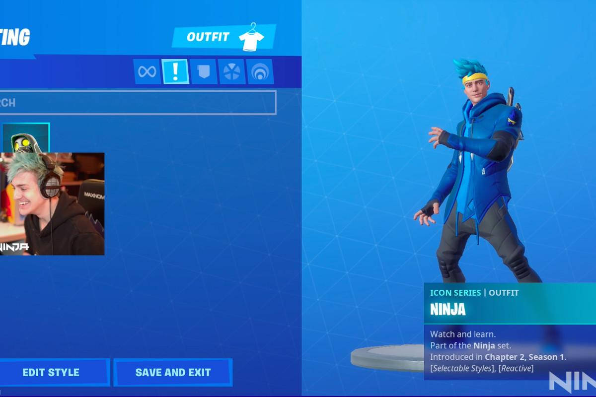 Ninja Fortnite, blue ninja outfit, glowing accents, SD Desktop Wallpaper