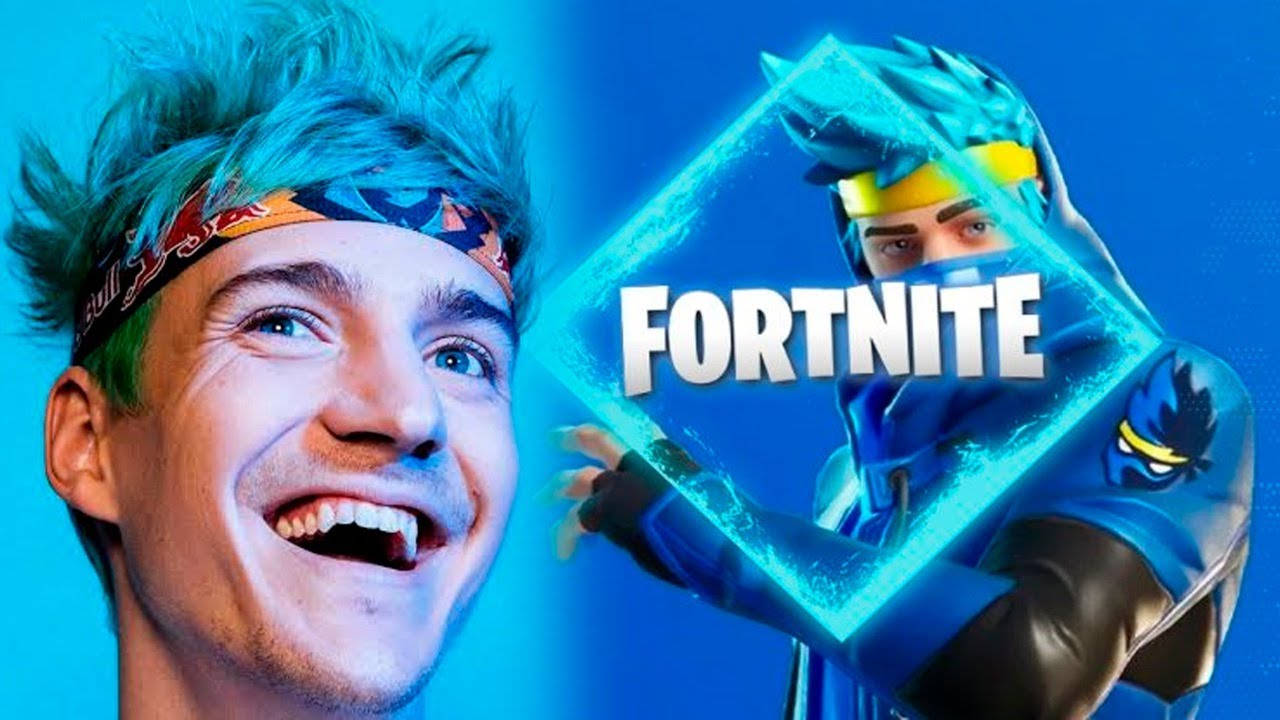 Ninja Fortnite, blue hair, glowing blue Fortnite character, HD Desktop Wallpaper
