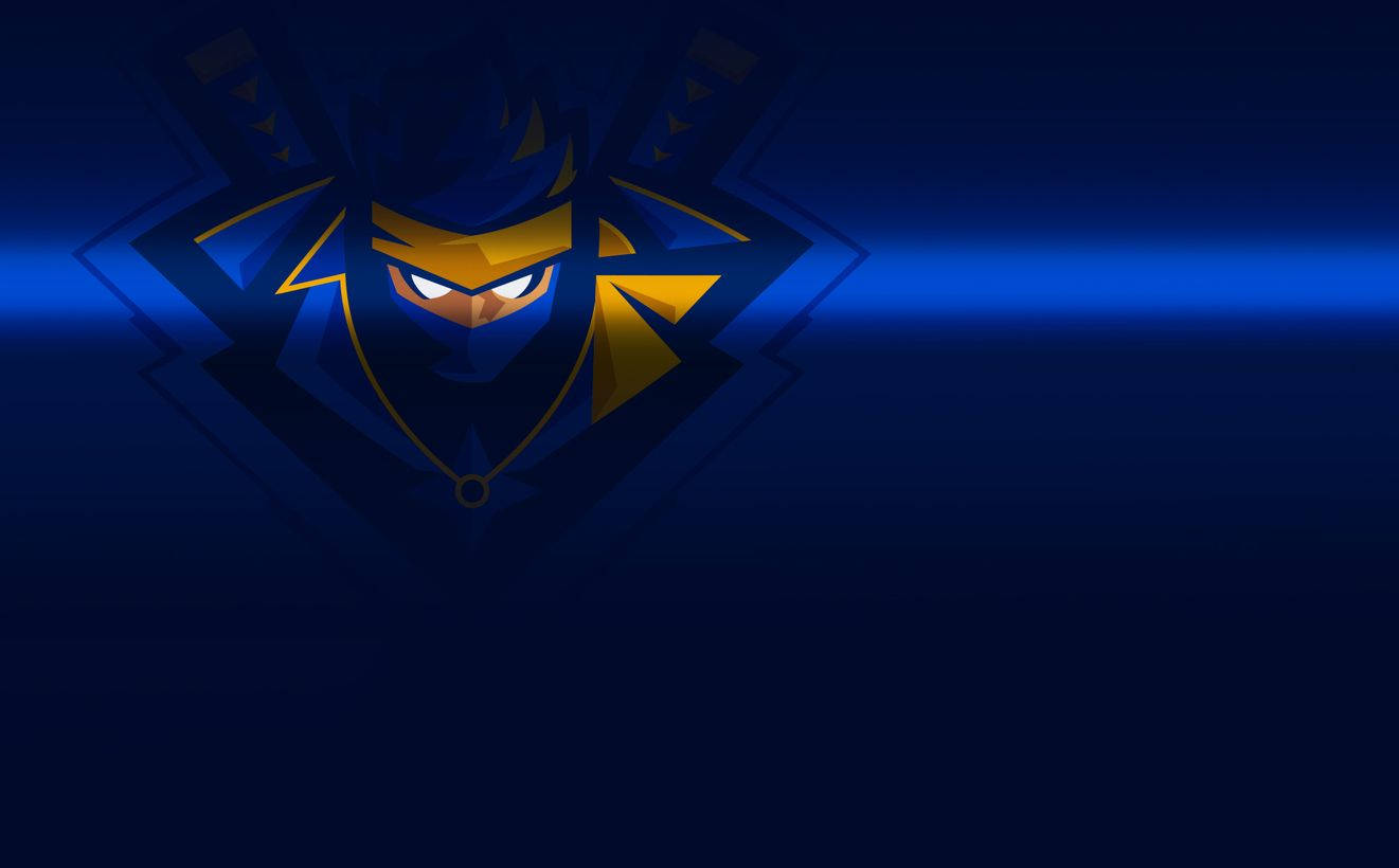 Blue Ninja Fortnite, glowing eyes, gold accents, HD Desktop Wallpaper