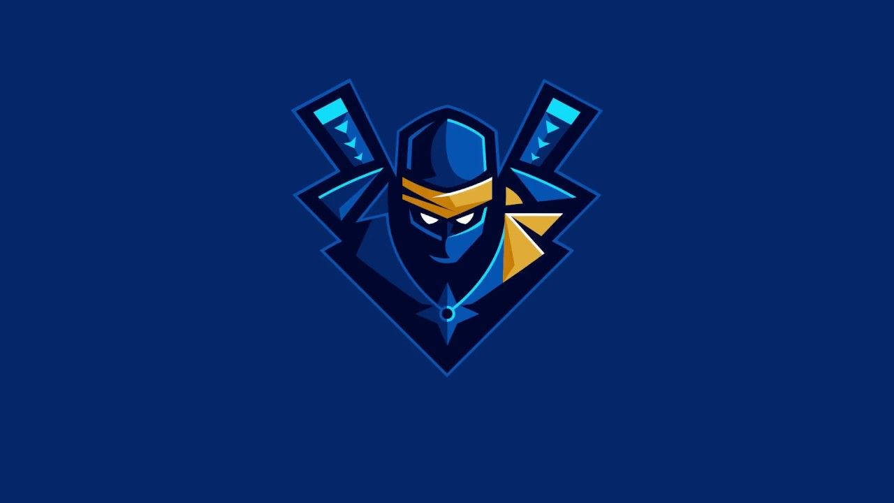 Ninja Fortnite, crossed swords, glowing eyes, HD Desktop Wallpaper
