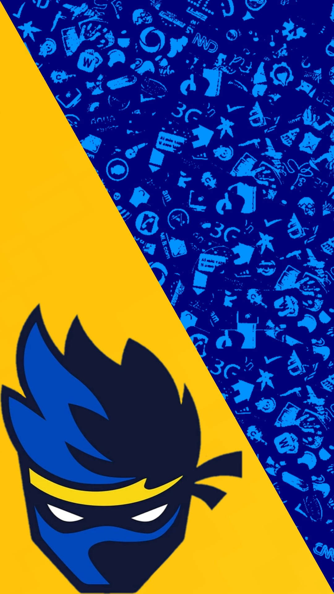 Ninja Fortnite, yellow bandana, blue ninja head, HD Phone Wallpaper
