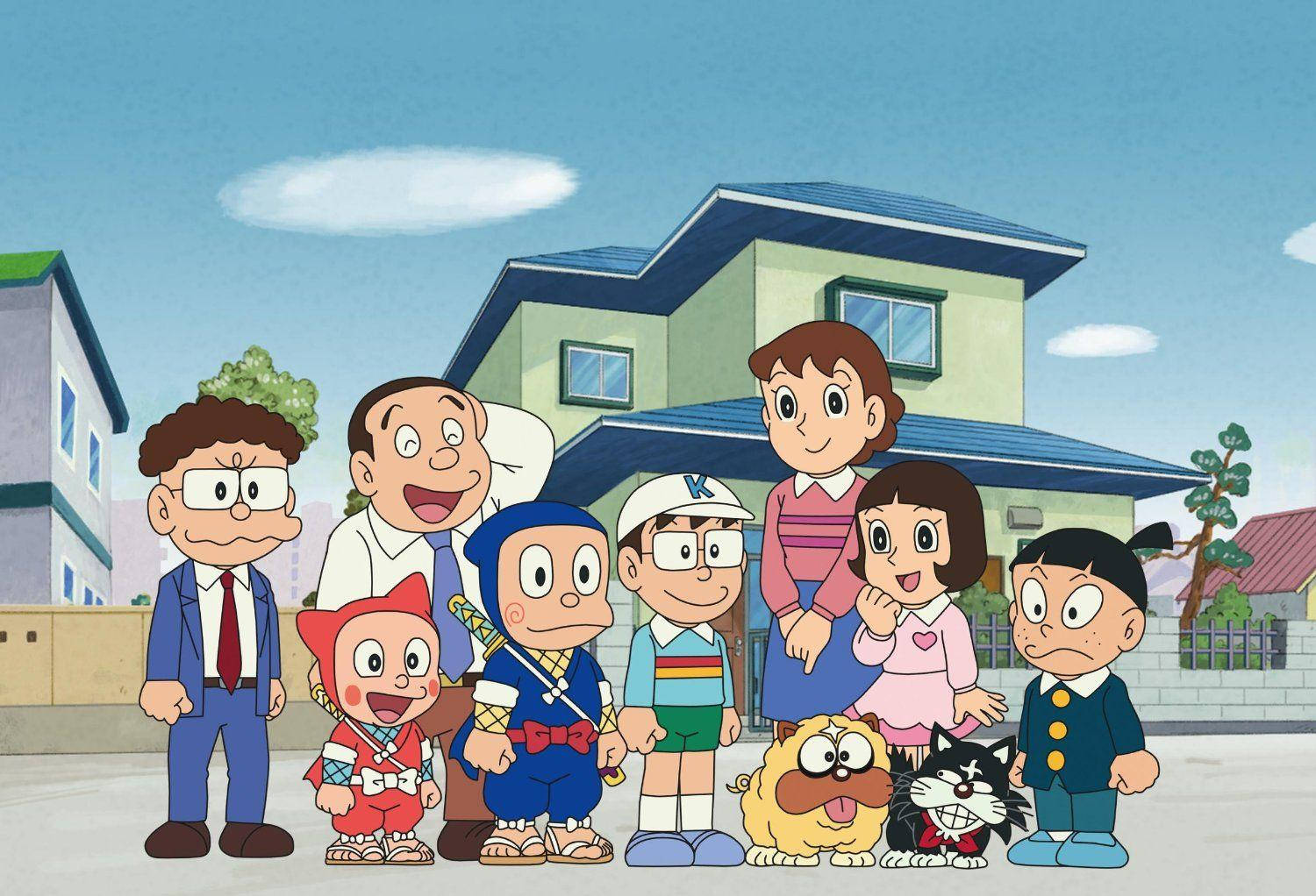 Ninja Hattori, main characters, suburban house, HD Desktop Wallpaper