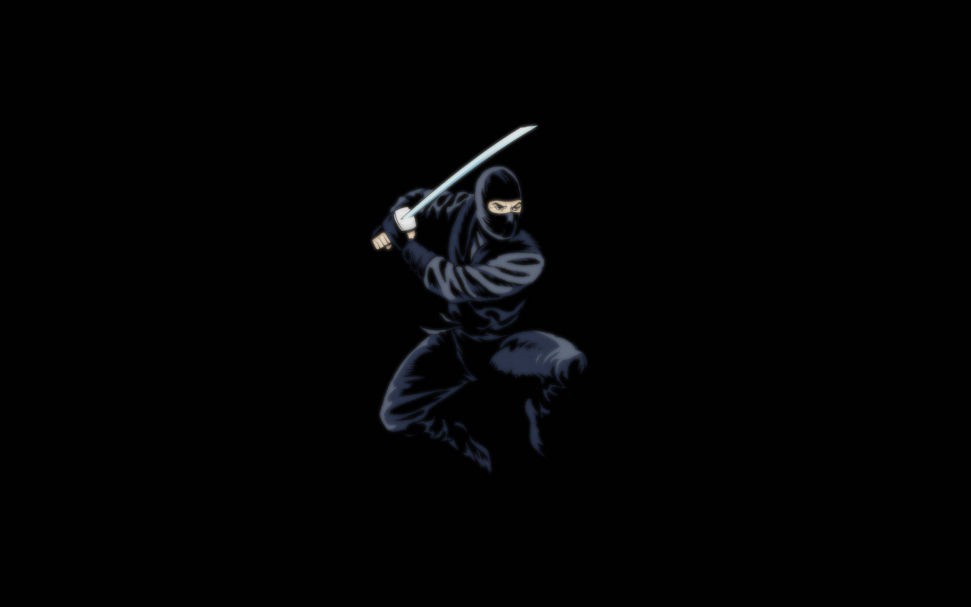 black ninja, black gear, glowing sword, Full HD Desktop Wallpaper