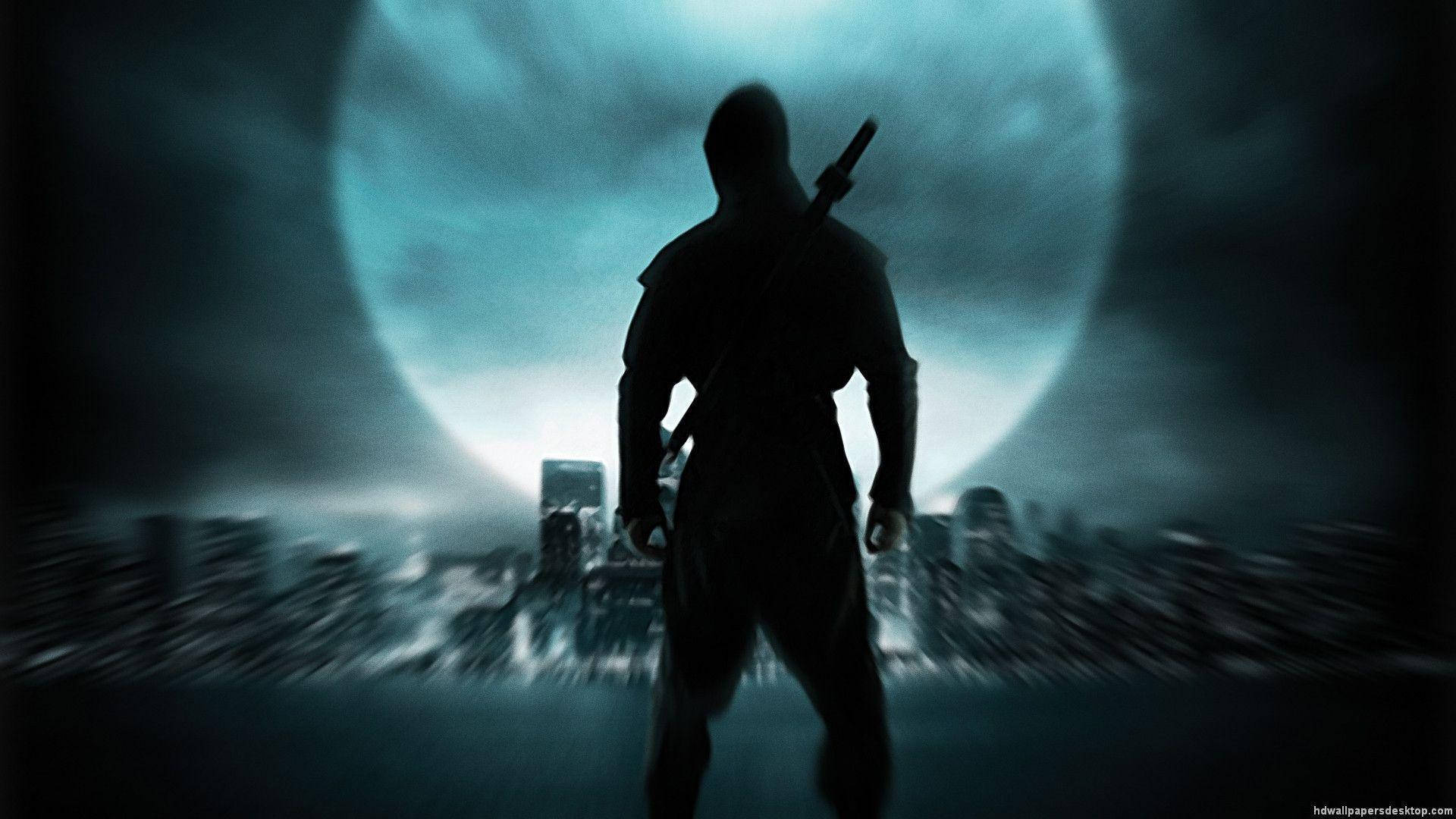 ninja, hooded ninja, sword, Full HD Desktop Wallpaper