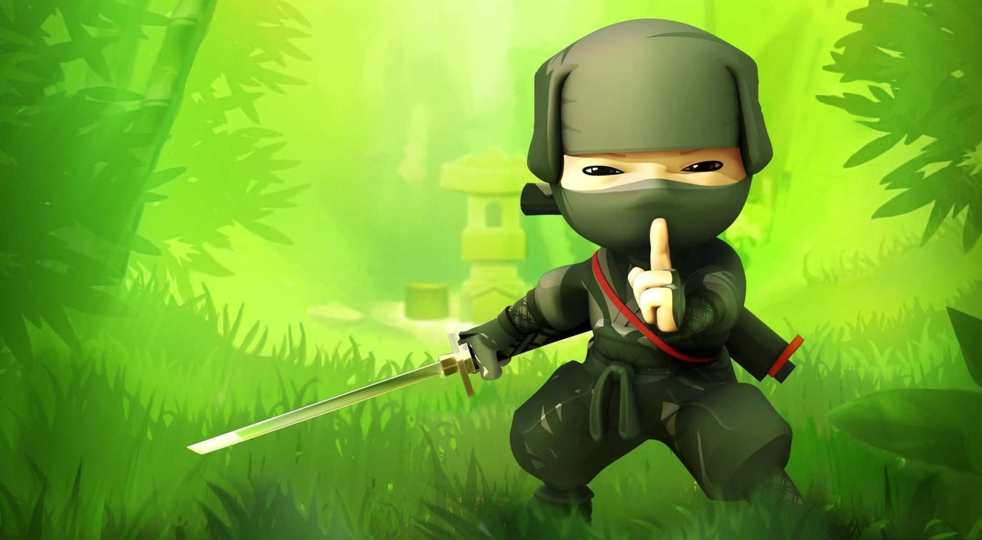 green anime, anime ninja, katana, Full HD Desktop Wallpaper