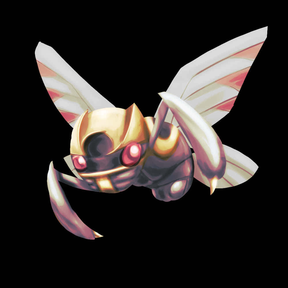 Ninjask, glowing red eyes, golden armor, SD Desktop Wallpaper